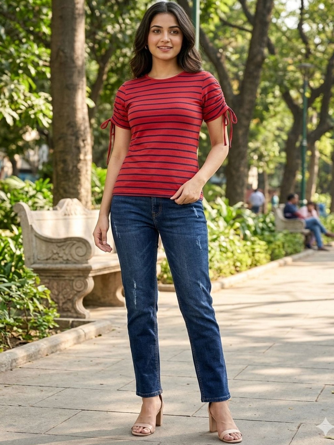 JAKANARY Striped Cotton Top