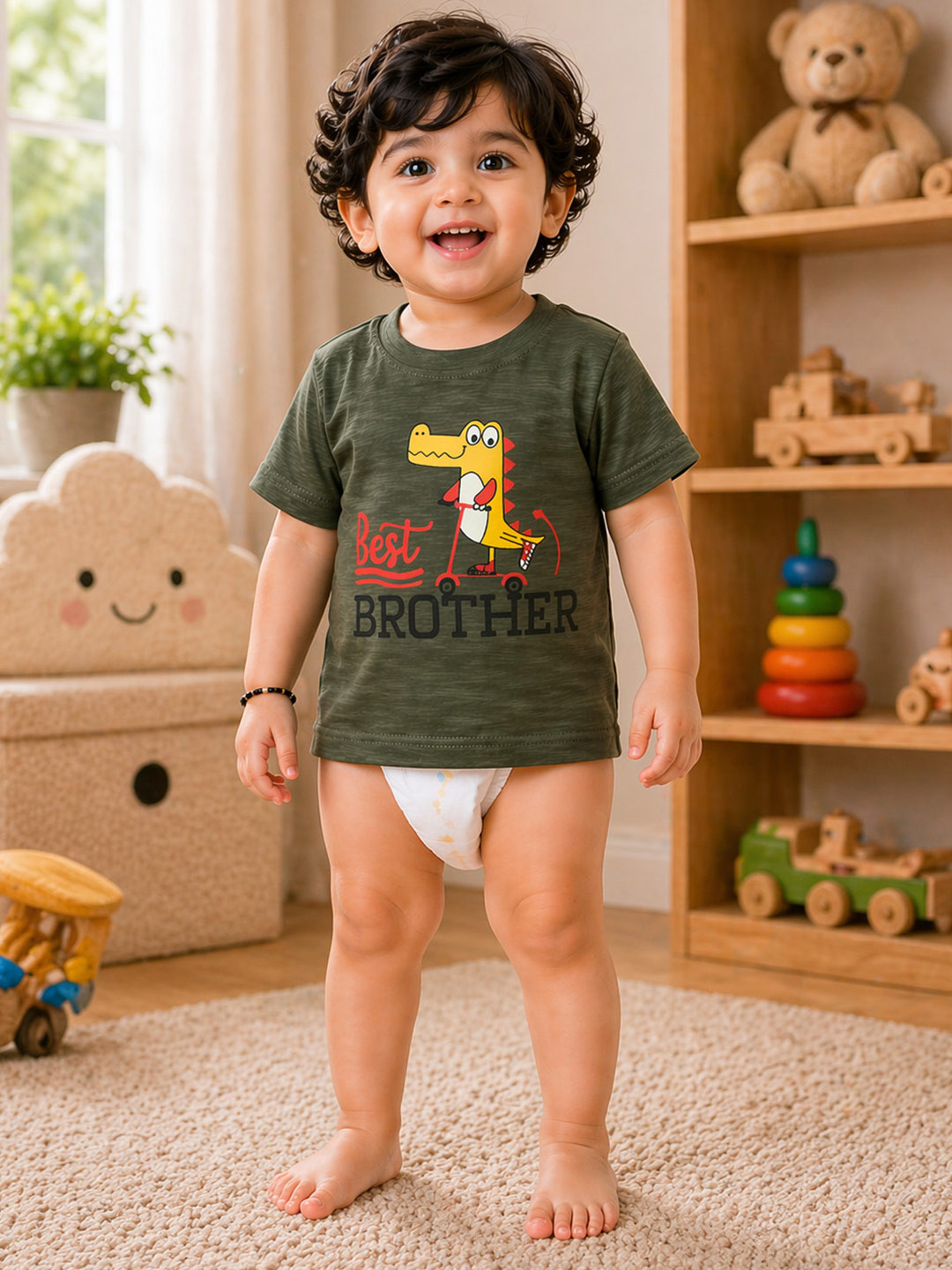 Bodycare Infant Boys Typography Printed Short Sleeves Cotton T-shirt
