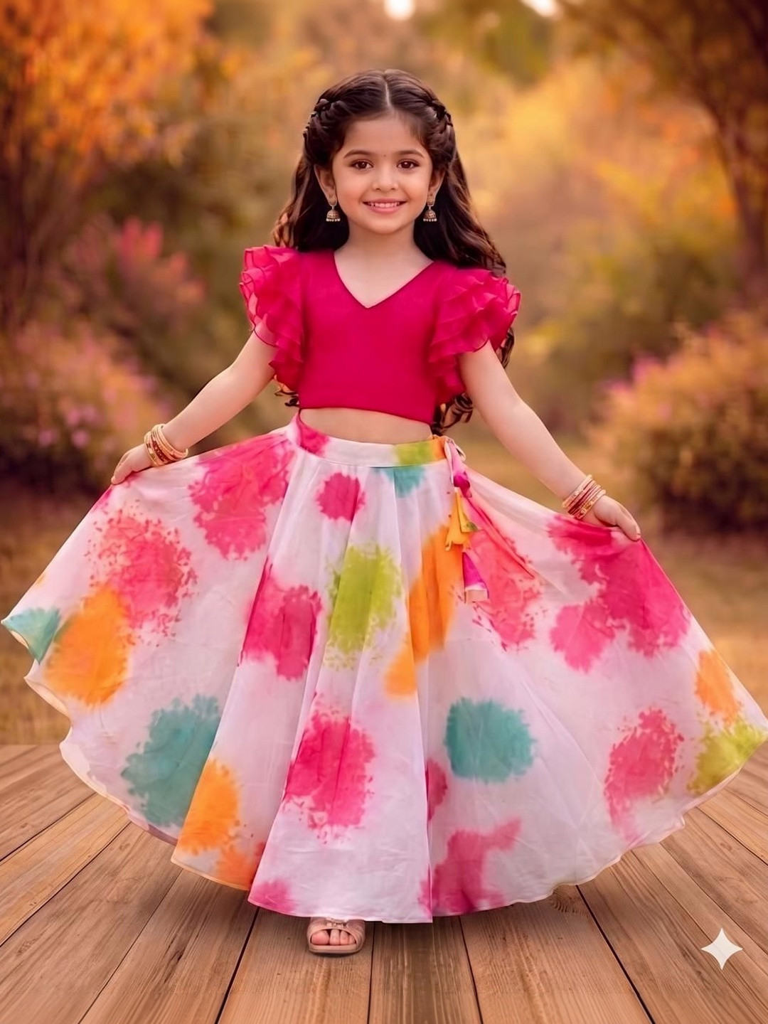 RJ ONLINE Dyed Silk Georgette Lehenga Choli