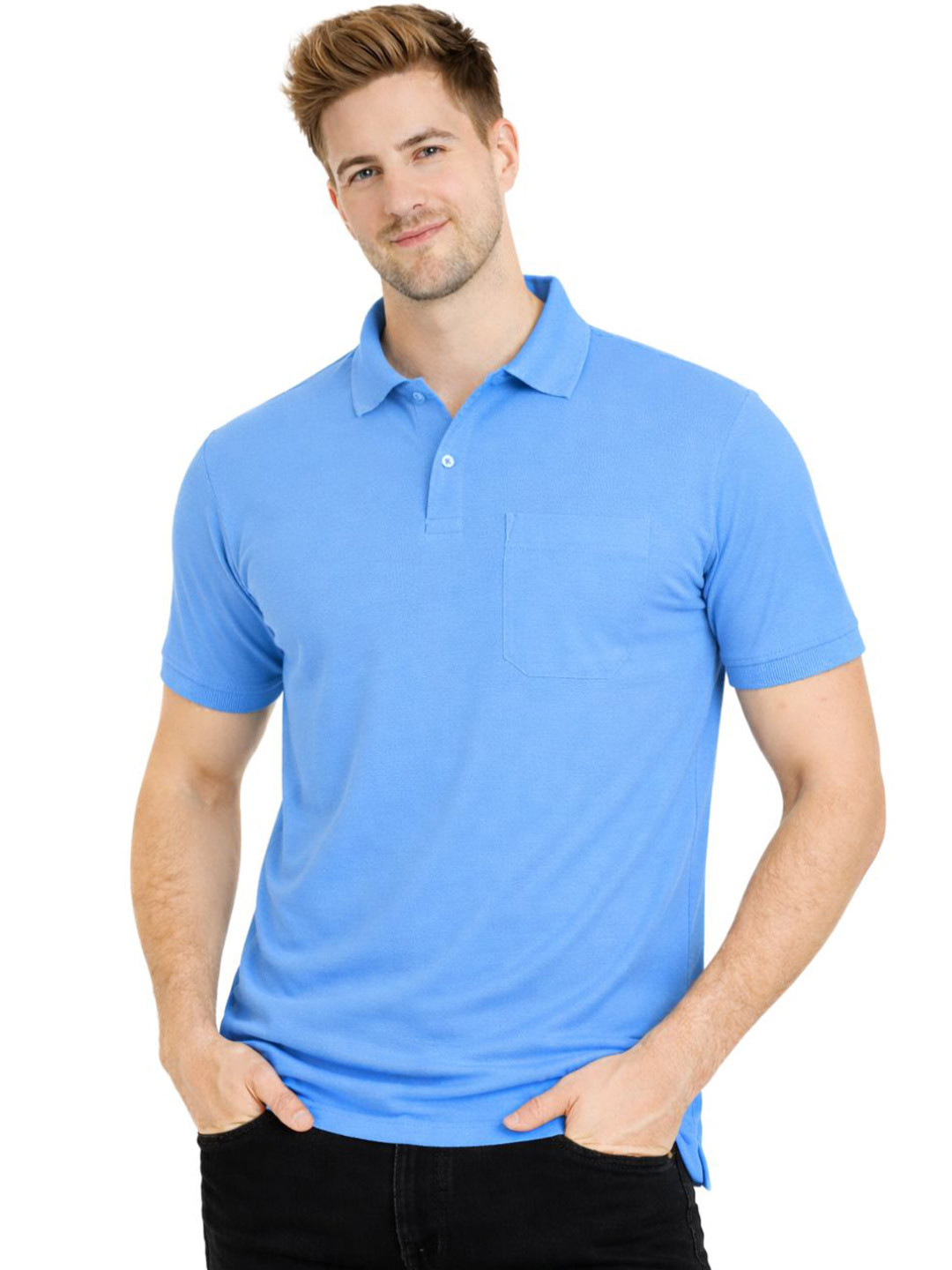 SMAN Men Polo Collar Pockets T-shirt