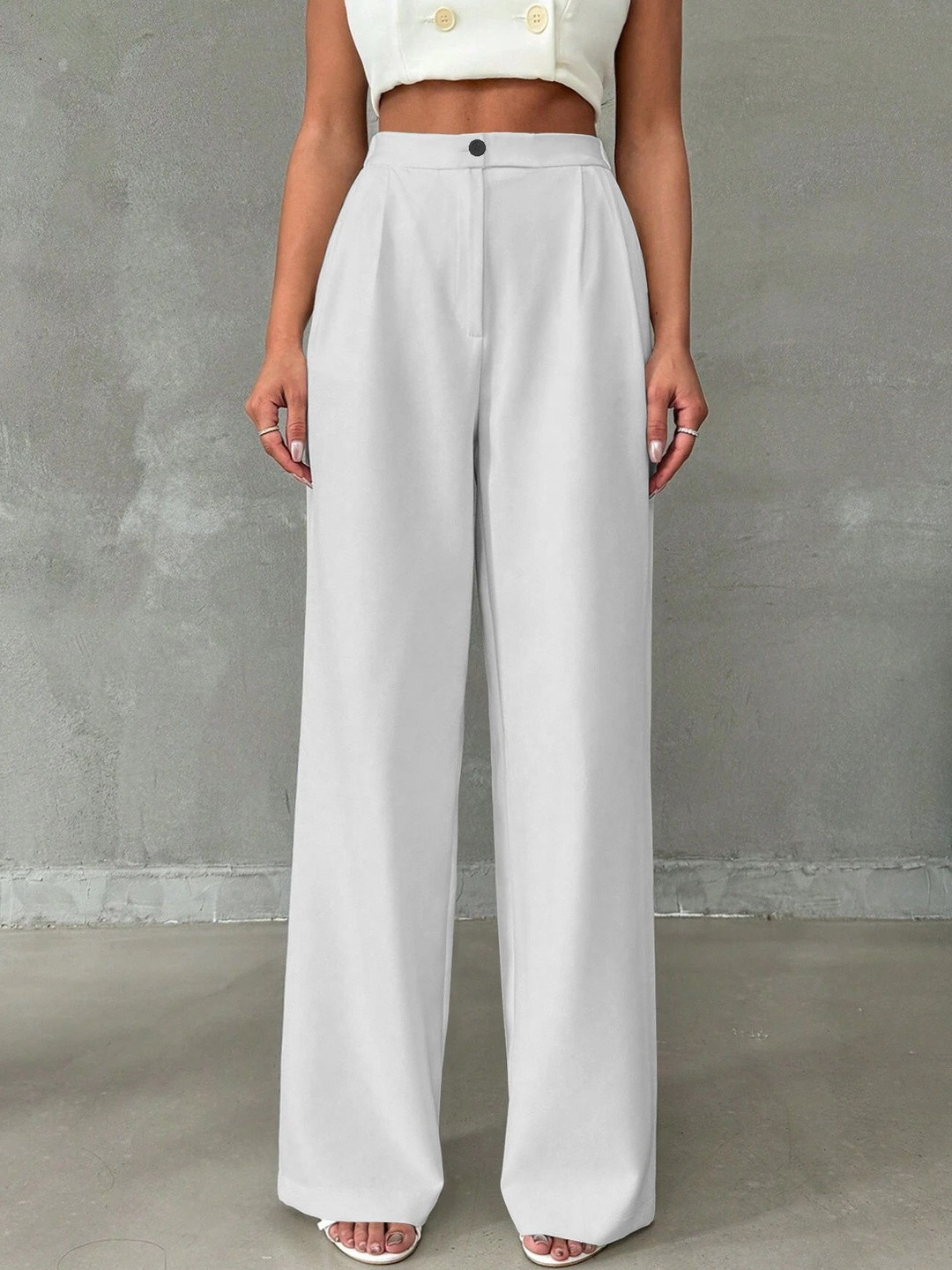 SZN Women Straight Fit High-Rise Easy Wash Trousers
