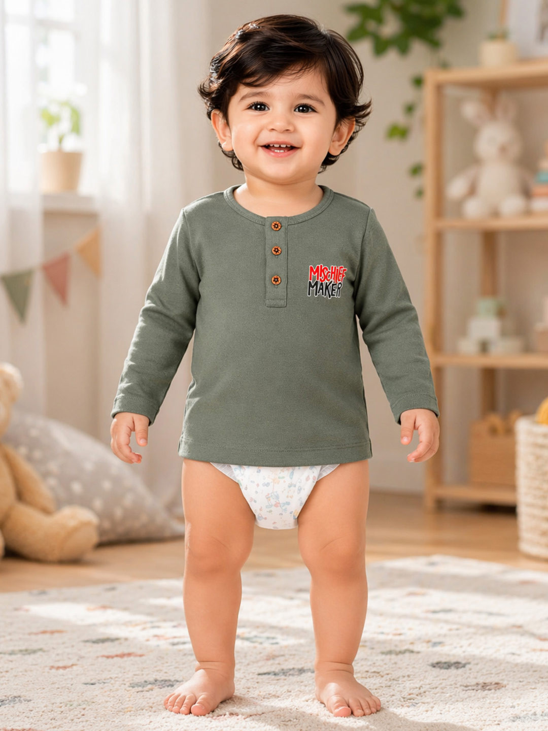 Bodycare Boys Henley Neck Applique T-shirt