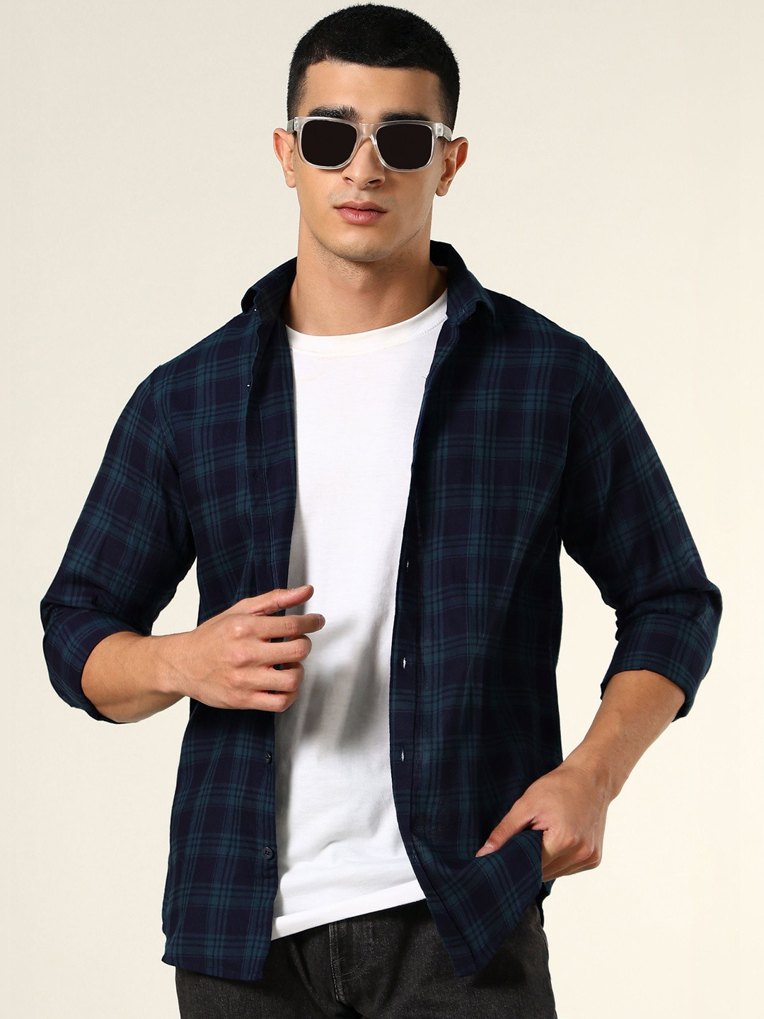 Men's Regular Fit Tartan Checks Casual Shirt