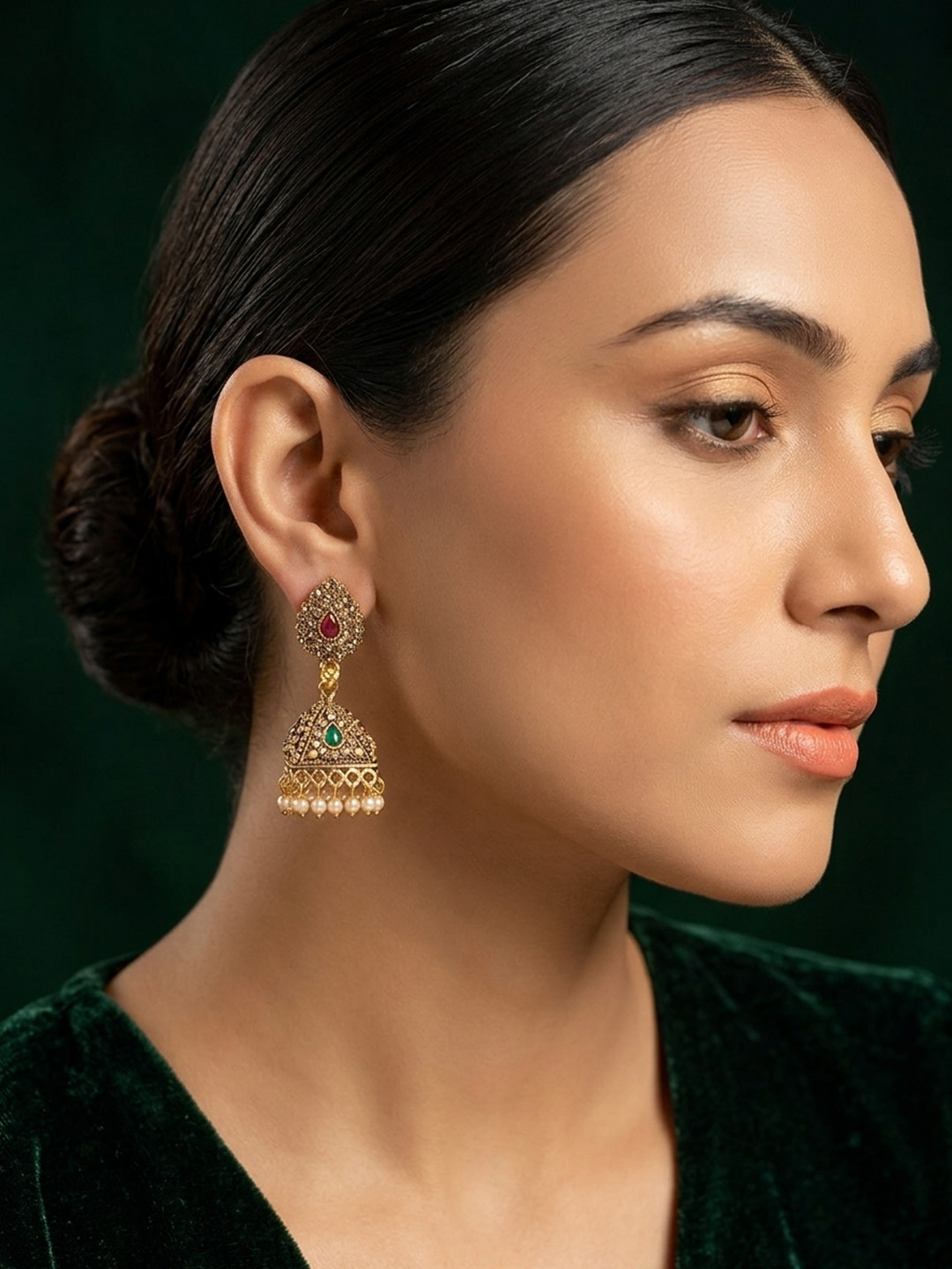 DURATI Geometric Jhumkas Earrings