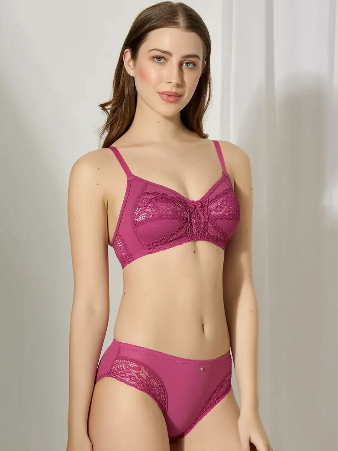 adornstar Lace Non-Wired Mid-Rise Lingerie Set
