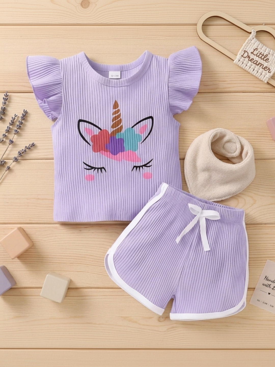 DAWINAR Girls Printed T-shirt with Shorts