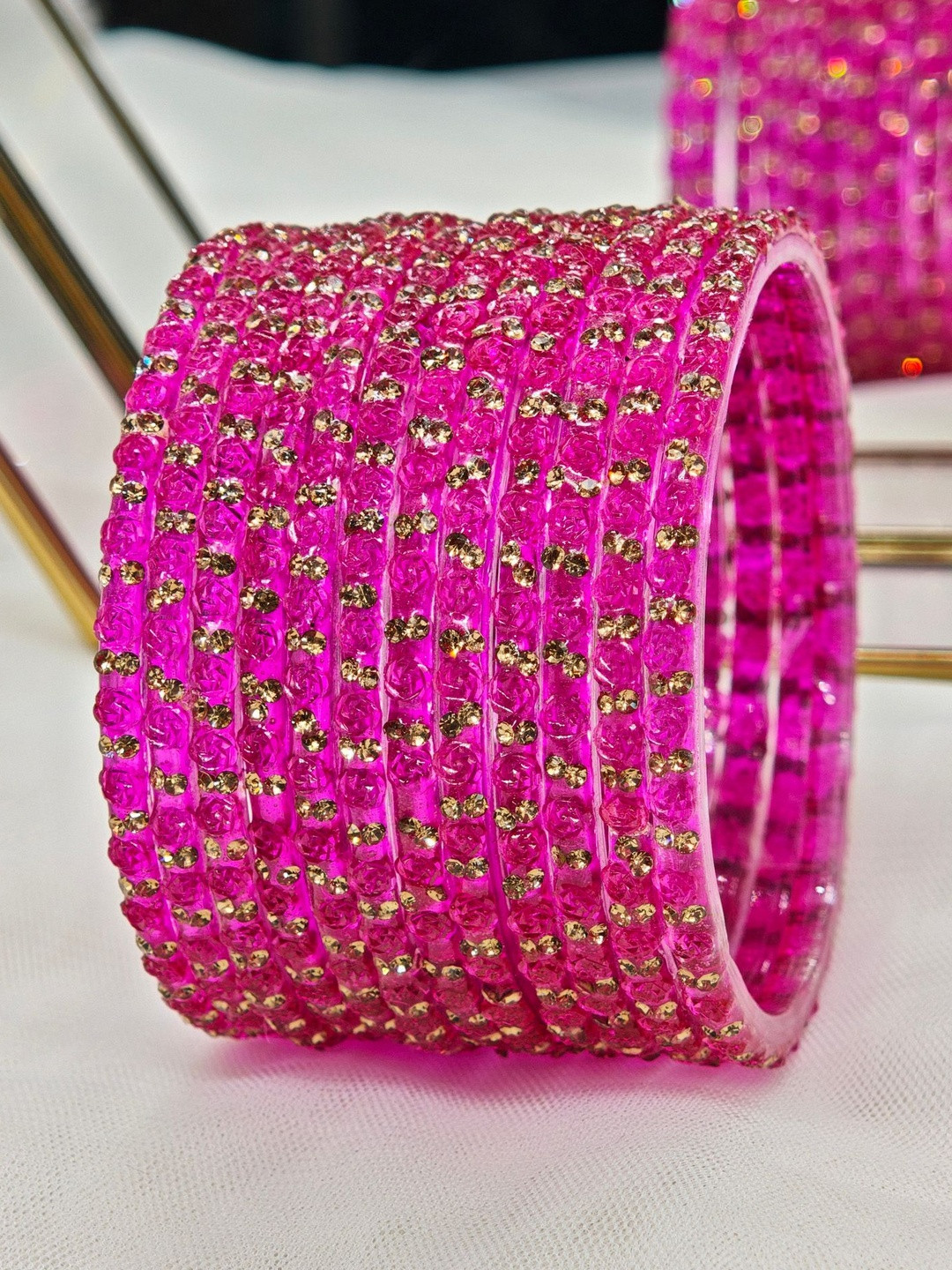Rajni Sparkling Rose Stone Glass Bangles