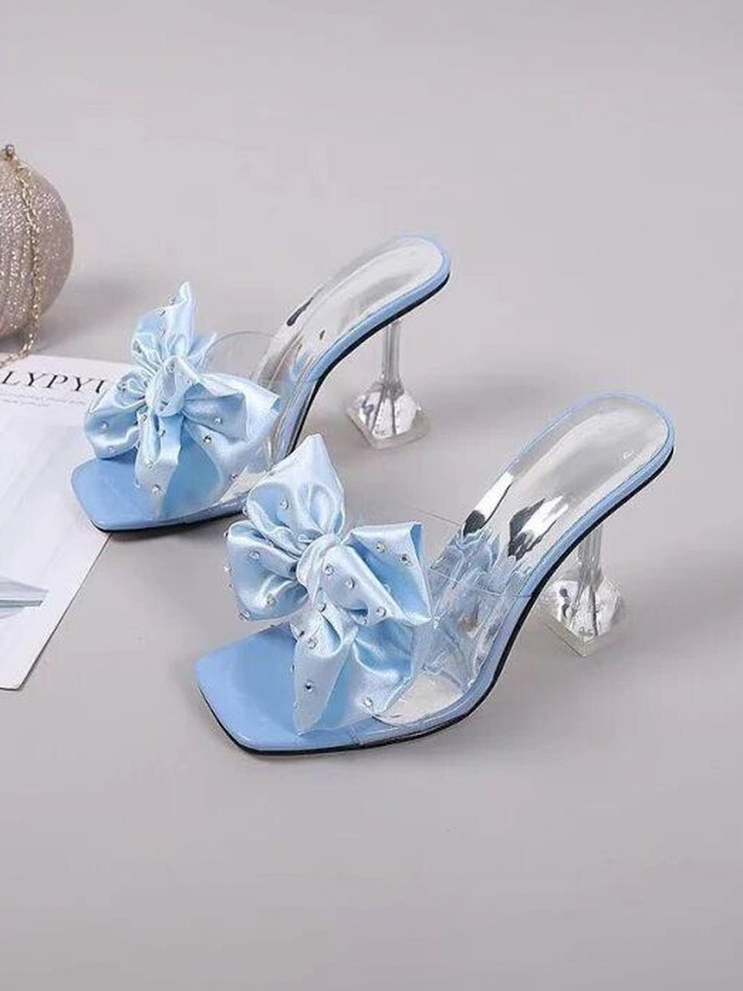 STILOFT Embellished Party Block Mules with Bows