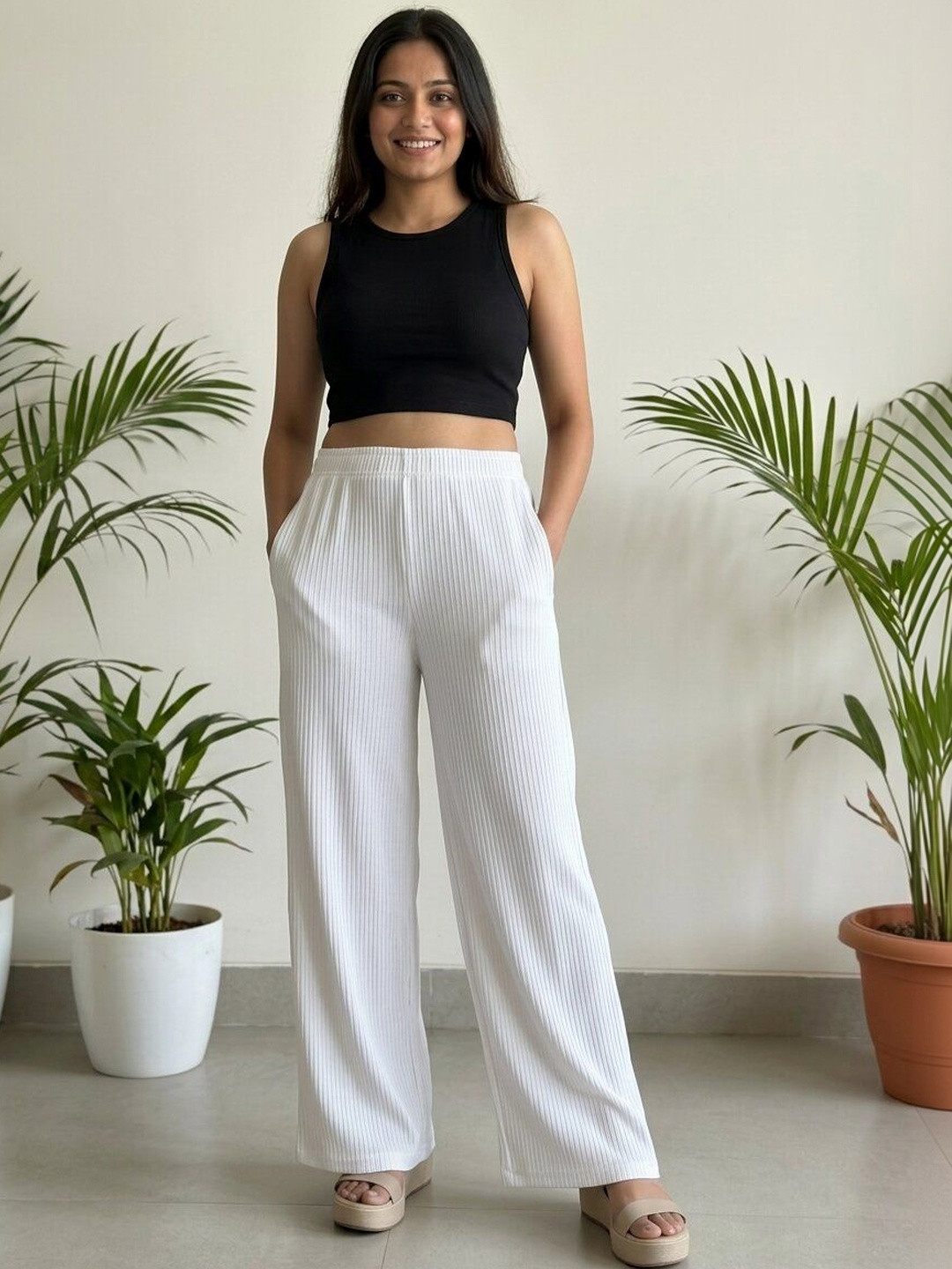 DEVATVAM Women Textured Trousers