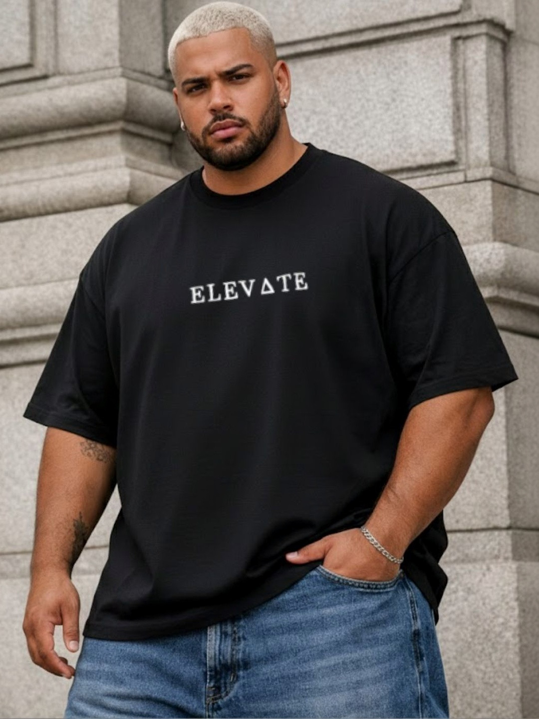 Sztori Men Typography Printed Drop-Shoulder Sleeves T-shirt