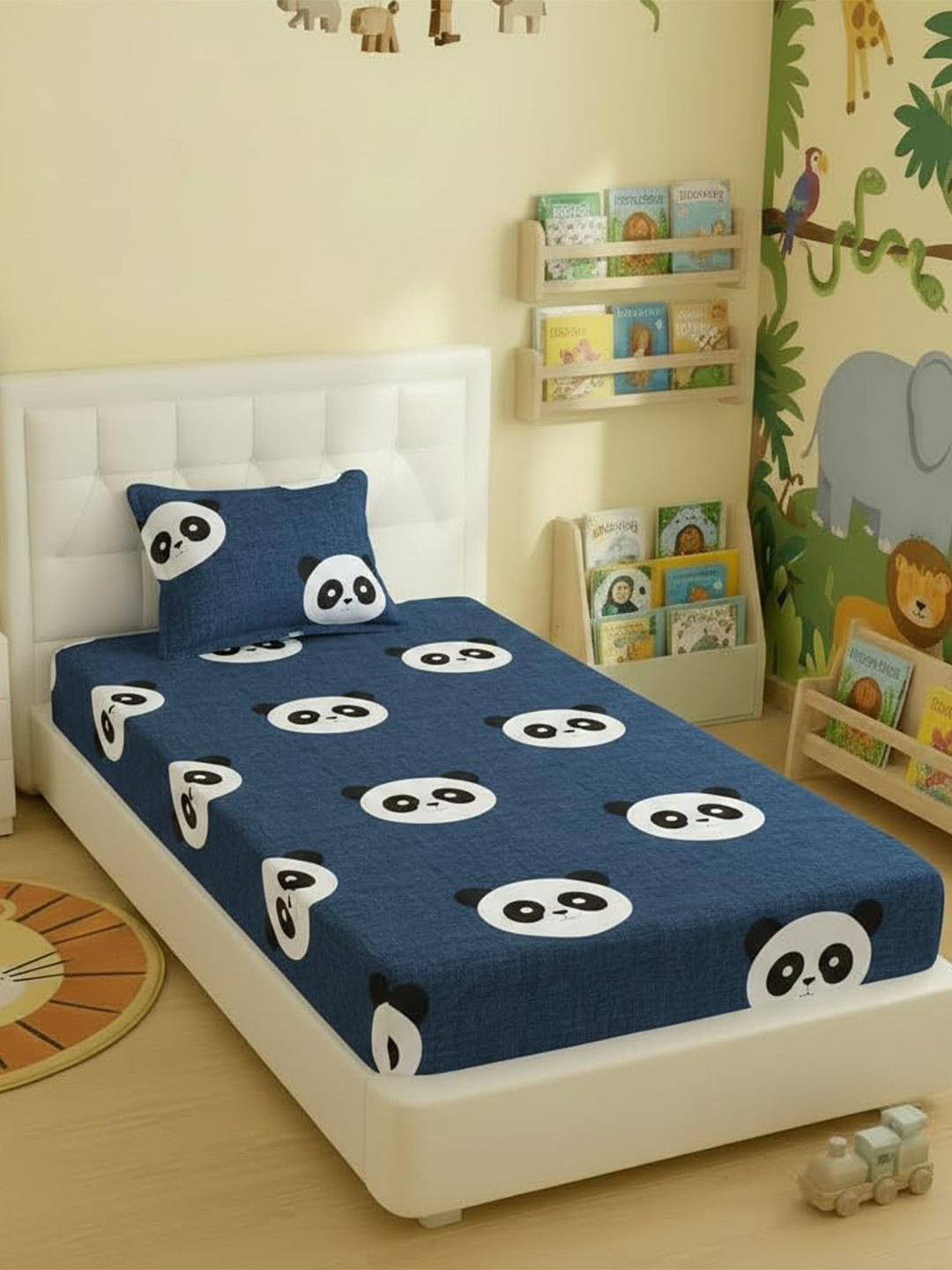 Filymore Blue 250 TC Single Bedsheet with 1 Pillow Covers