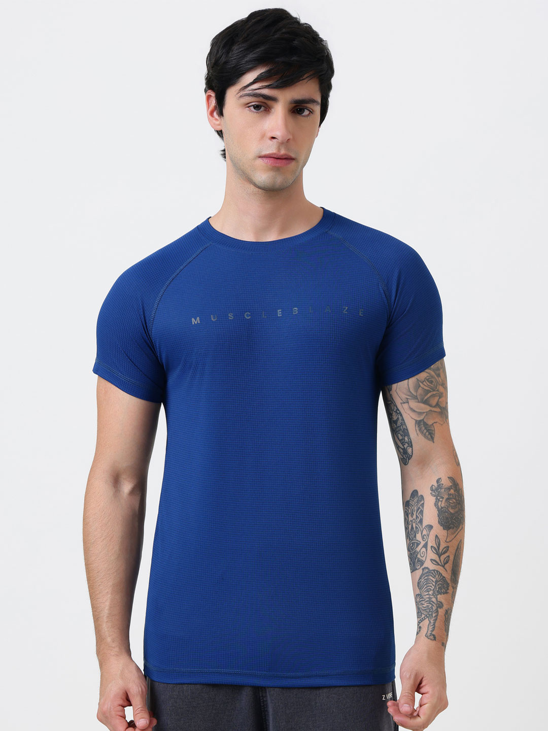 MuscleBlaze Unisex Brand Logo Printed Round Neck Compression T-shirt
