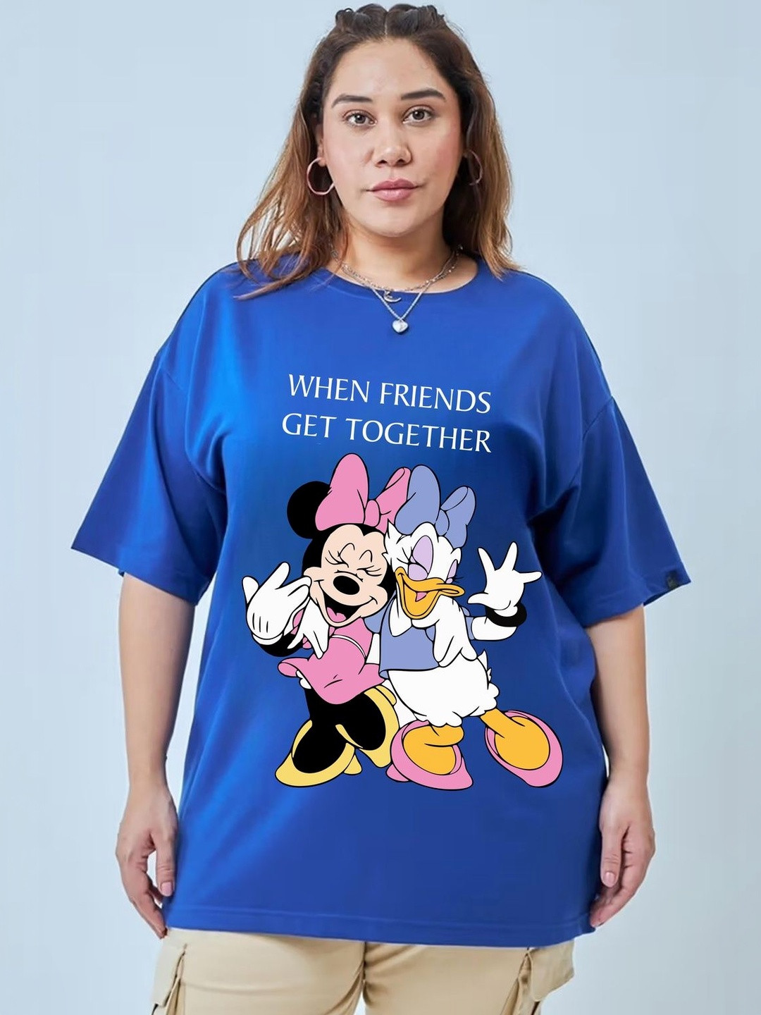 RAYACLOSET Women Printed Plus Size Cotton T-shirt