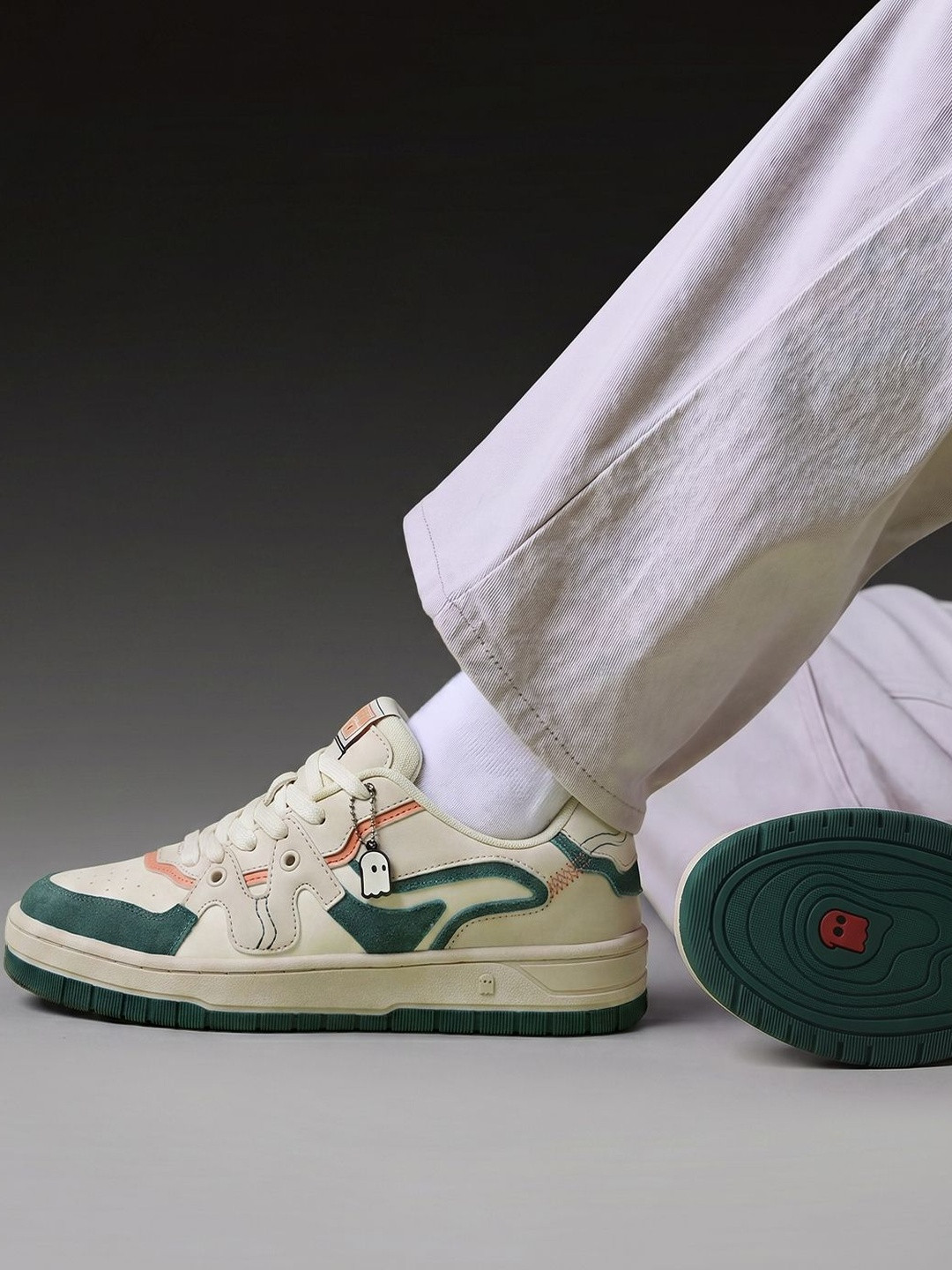 The Souled Store Womens Colourblocked Cream Low Top Sneakers