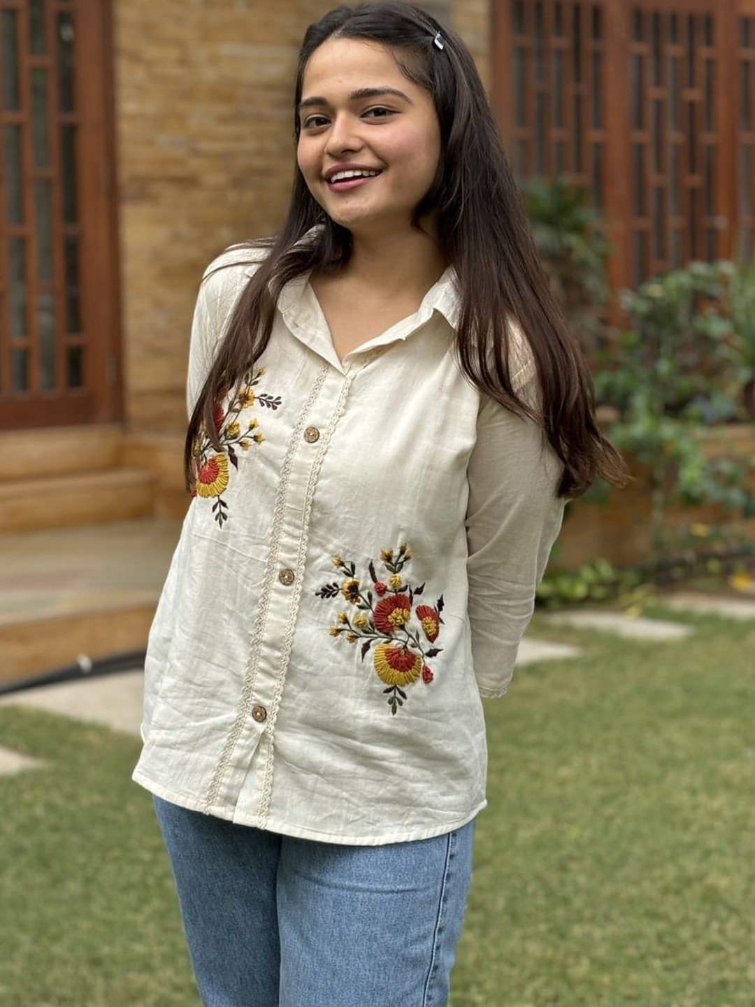 CORSICA Floral Embroidered Cotton Top