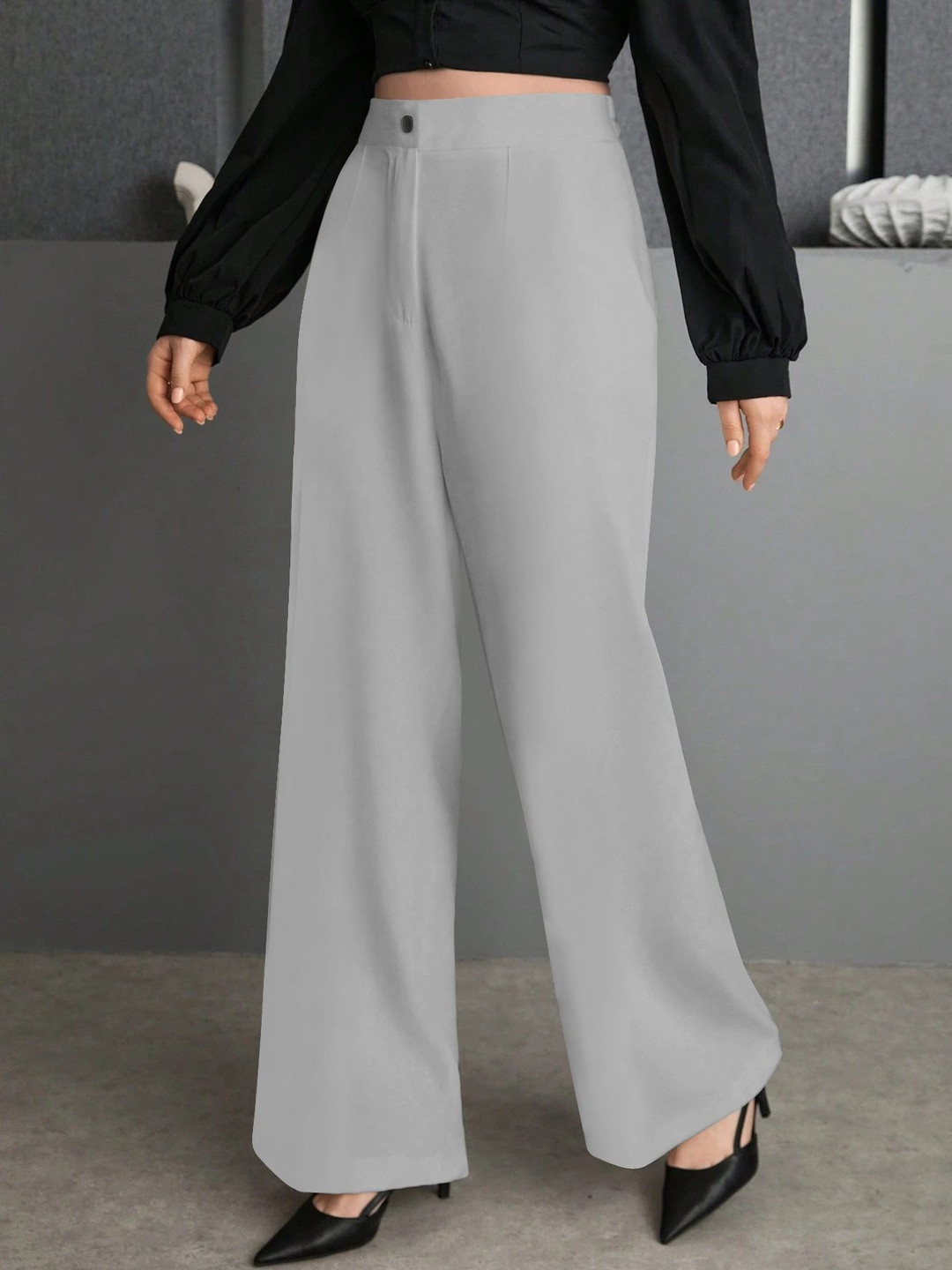 SZN Women Straight Fit High-Rise Easy Wash Trousers