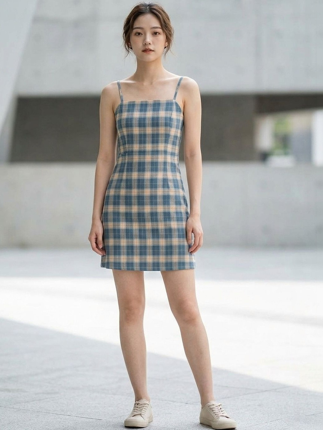 DressBerry Checked Sheath Mini Dress