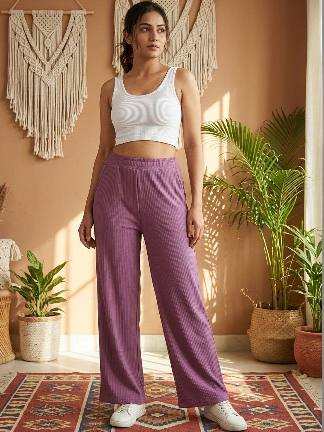 DEVATVAM Women Textured Trousers