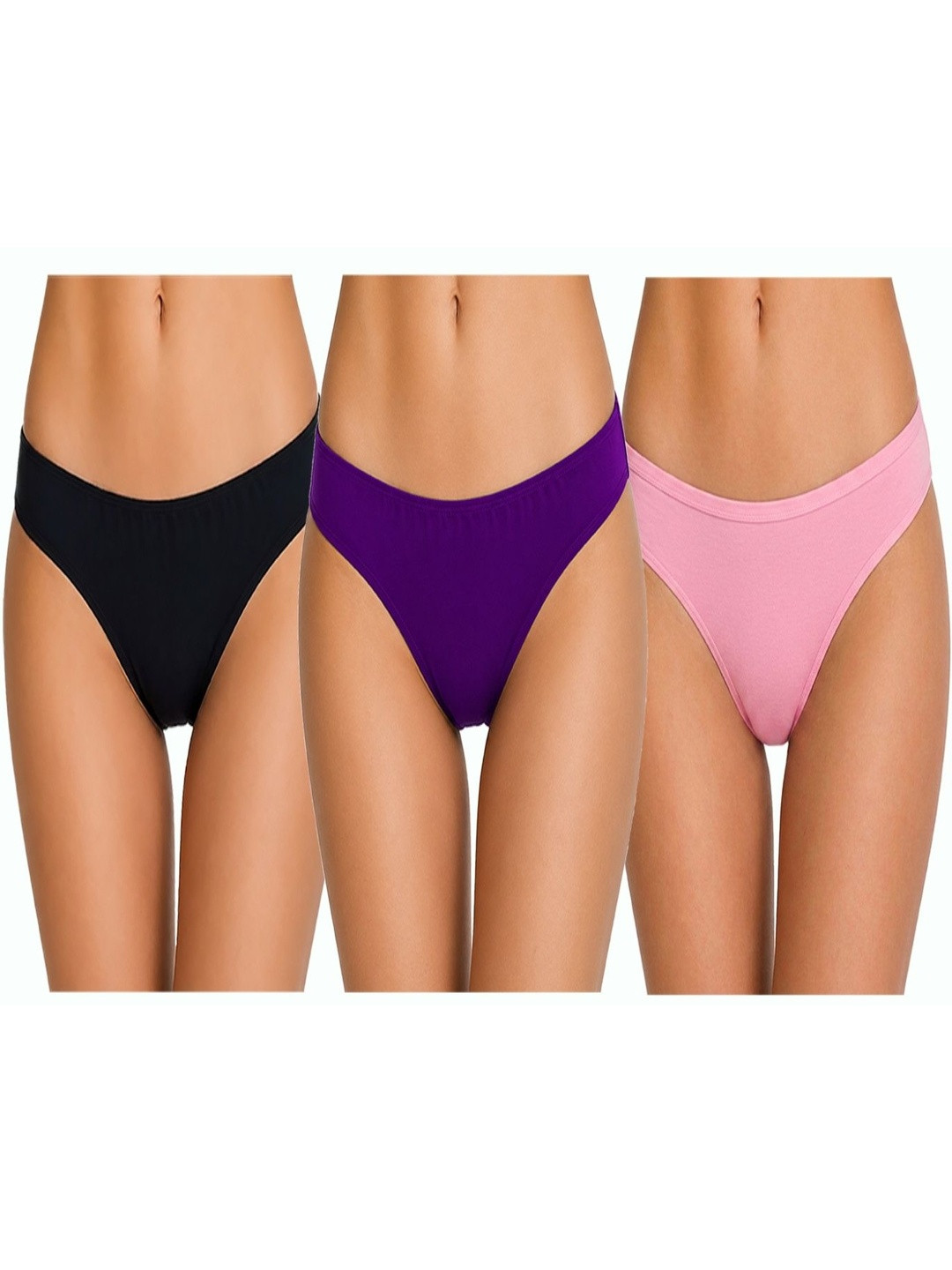 Think Tech Women Pack of 3 Assorted Cotton Bikini