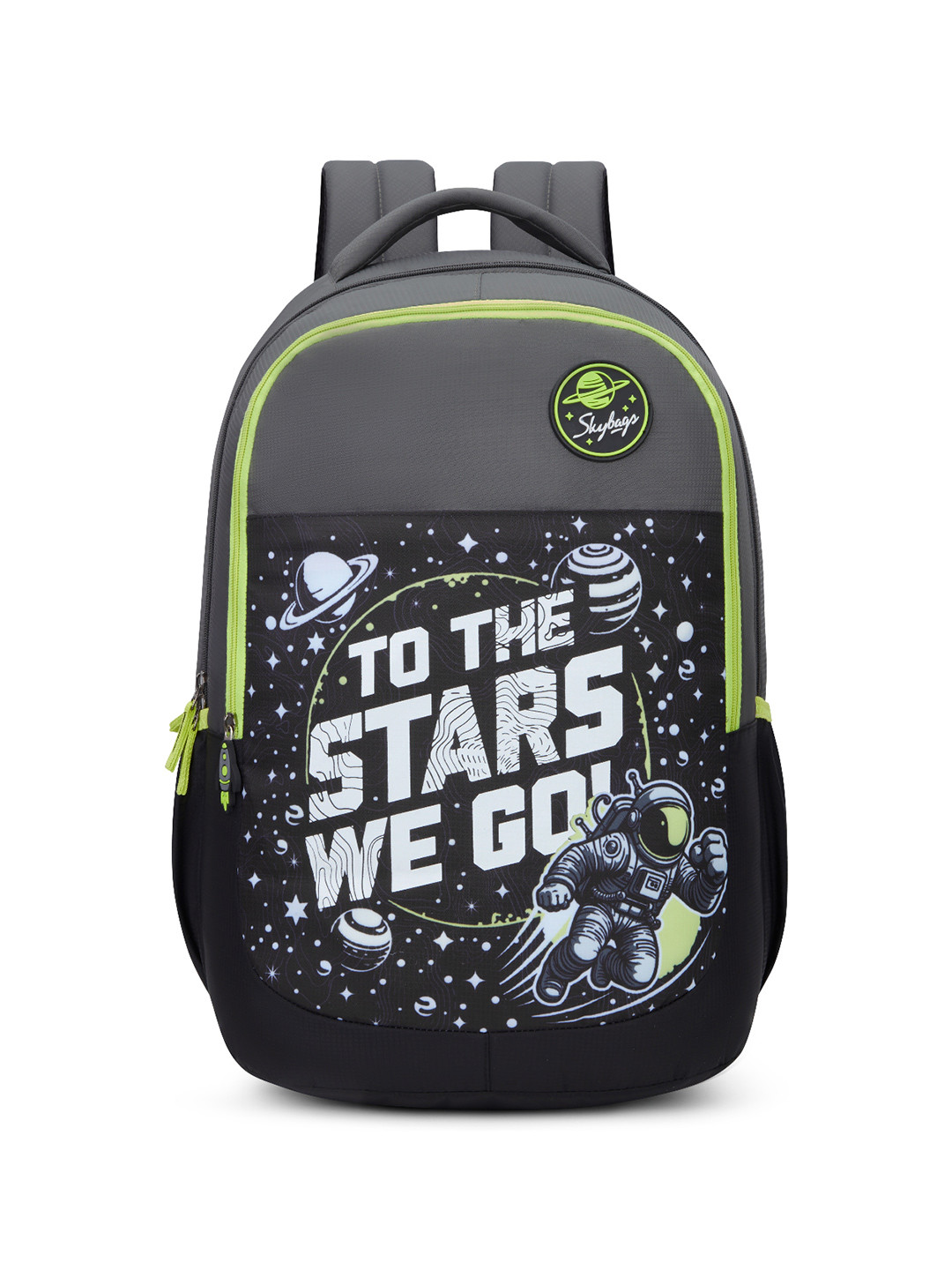 Skybags Unisex Klan Astronaut Black School Backpack 3 Compartments & Pencil Pouch - 37L