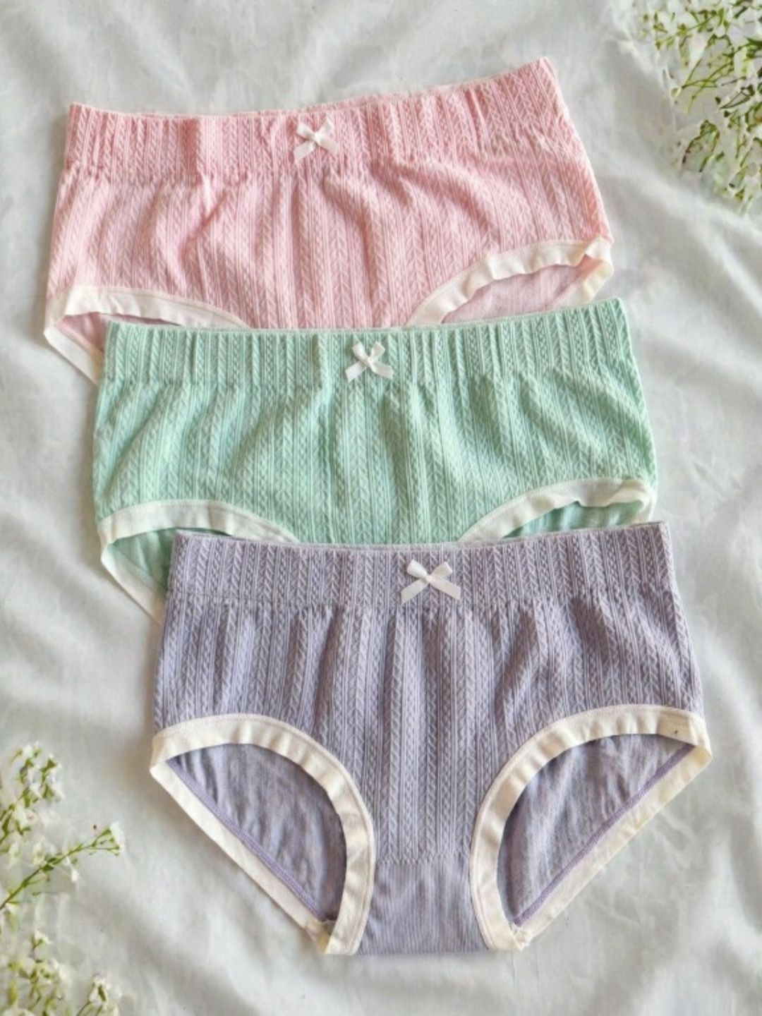 HERE&NOW Women Self Design Lace Assorted Cotton Basic Briefs