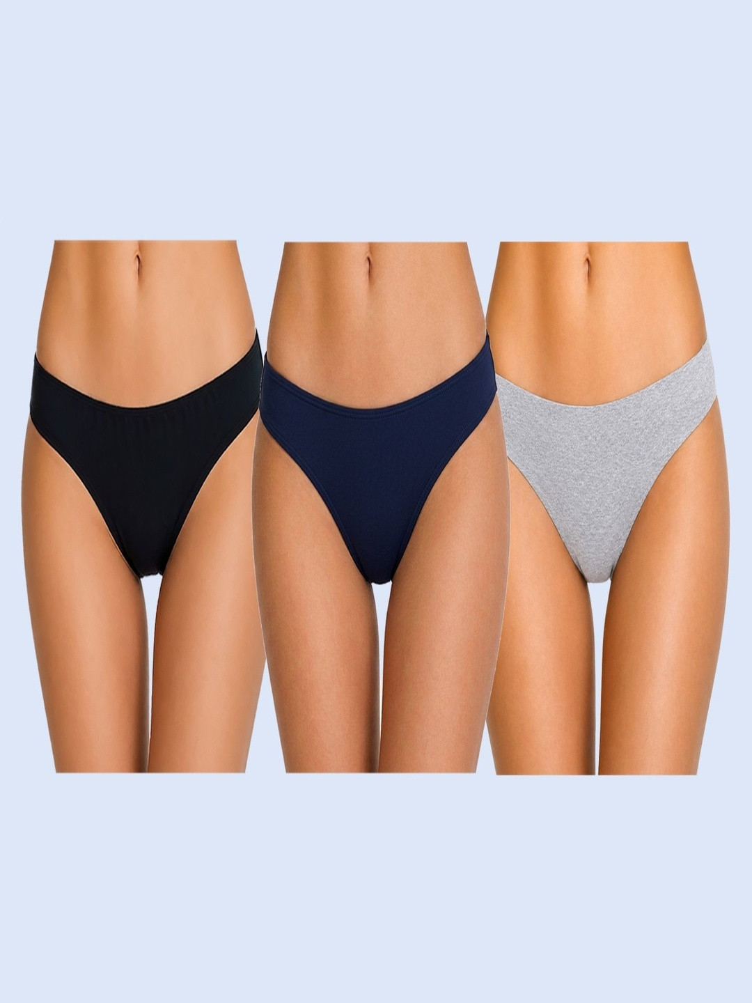 Think Tech Women Pack of 3 Assorted Cotton Bikini