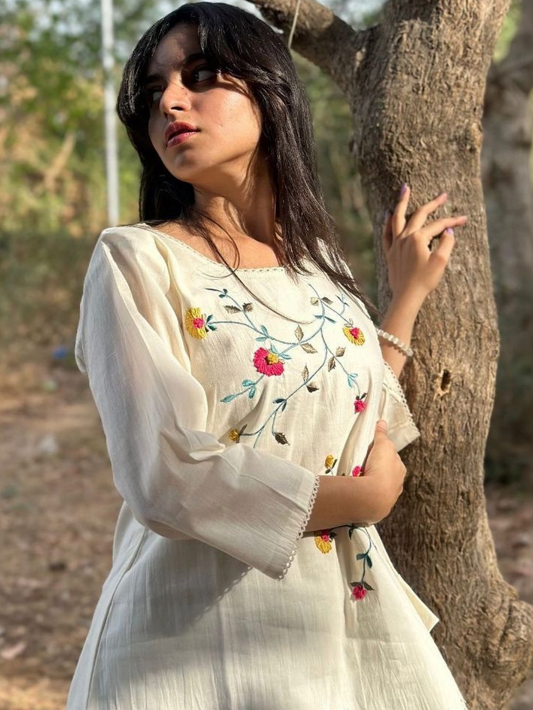 CORSICA Floral Embroidered Ethnic Cotton Top