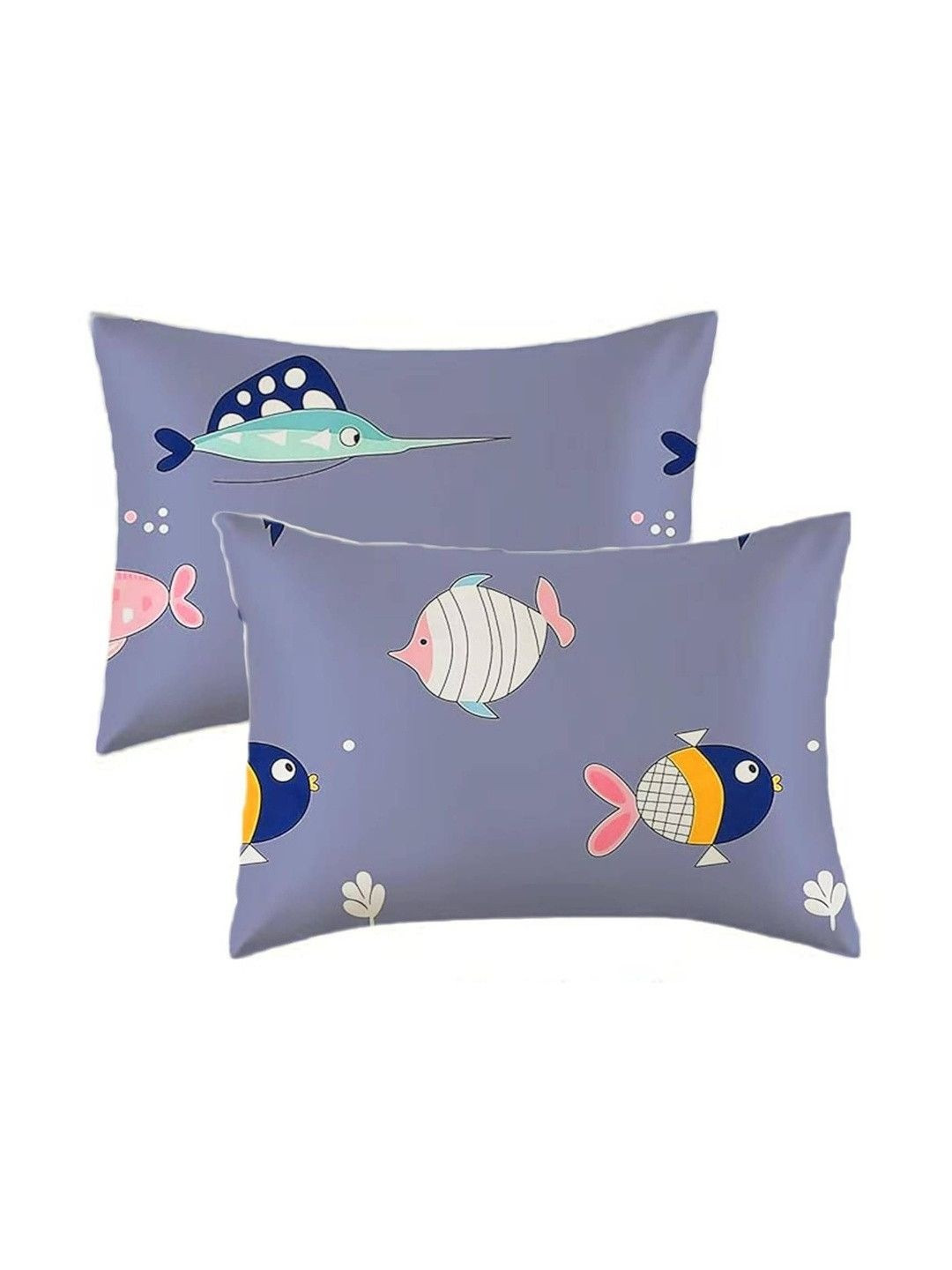 Filymore Purple & White 2 Pieces Self Design Cotton Linen Rectangle Pillow Covers