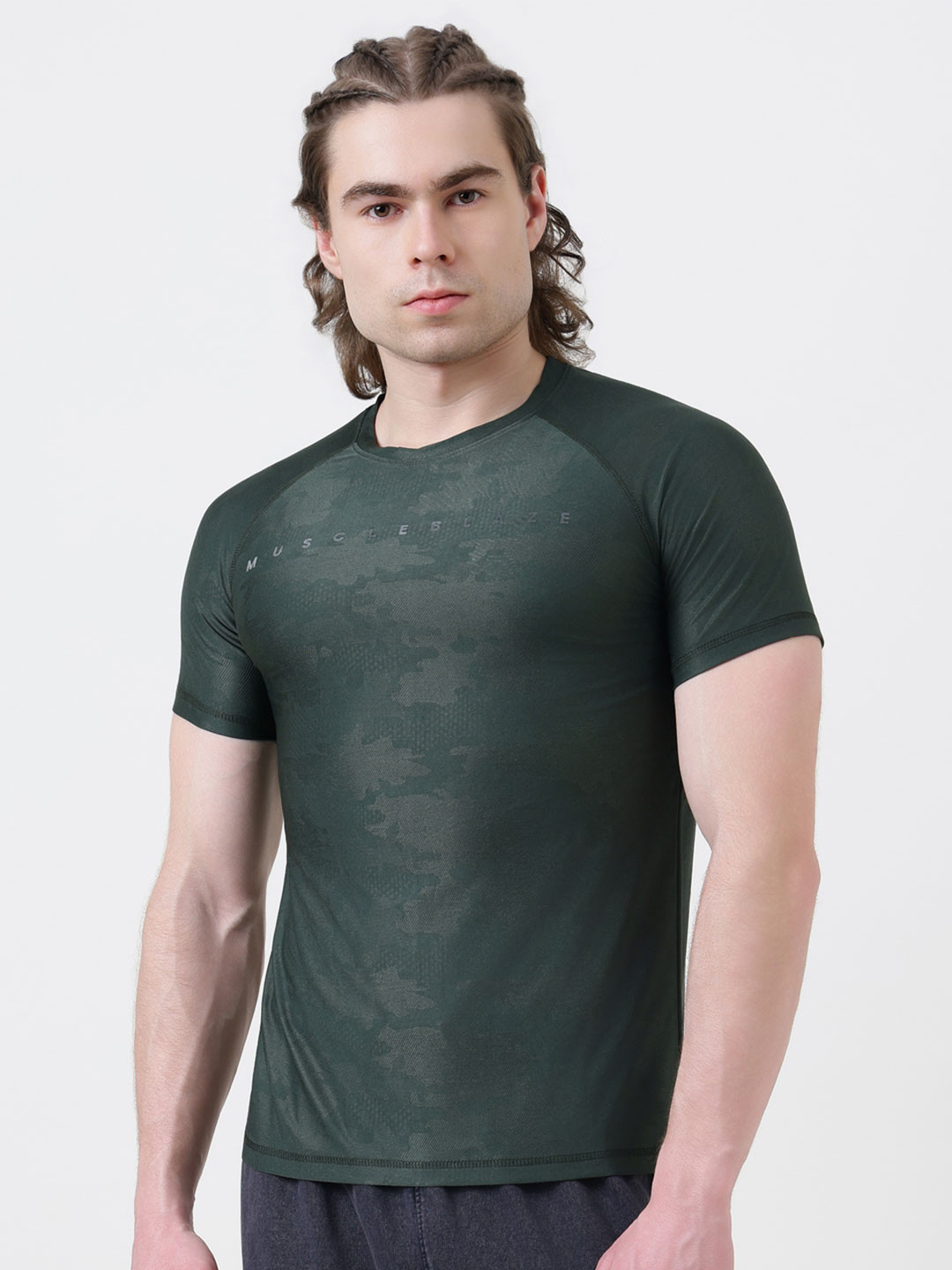 MuscleBlaze Unisex Brand Logo Printed Round Neck Compression T-shirt