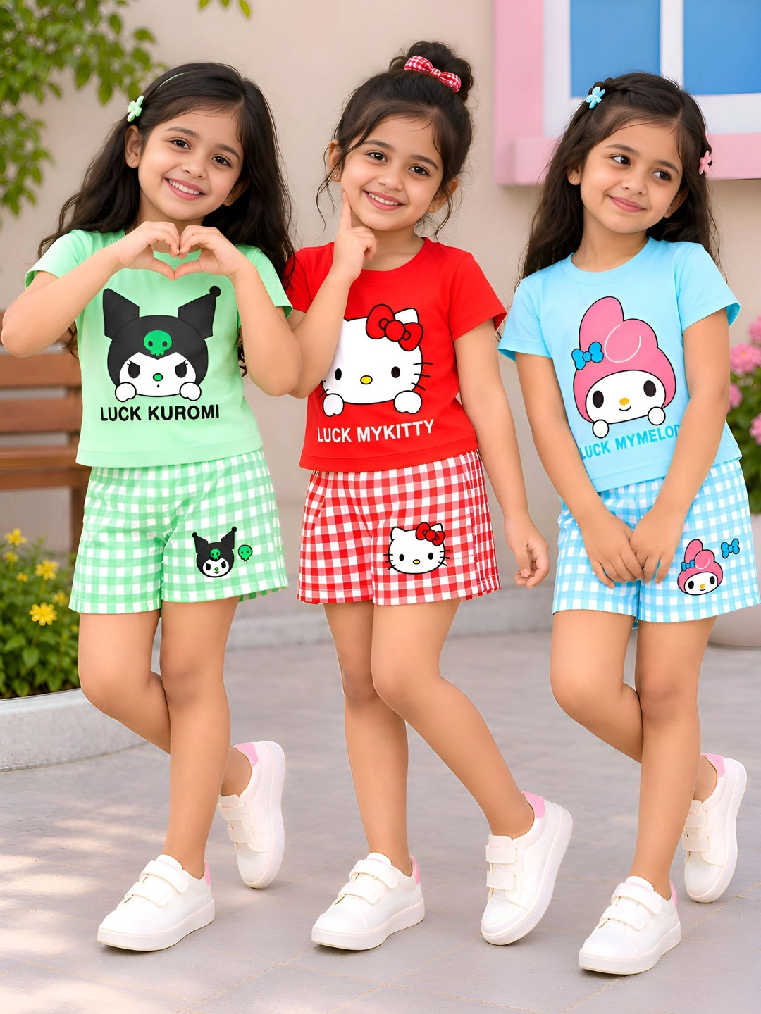 PY PINKYOU Girls Printed T-shirt with Shorts