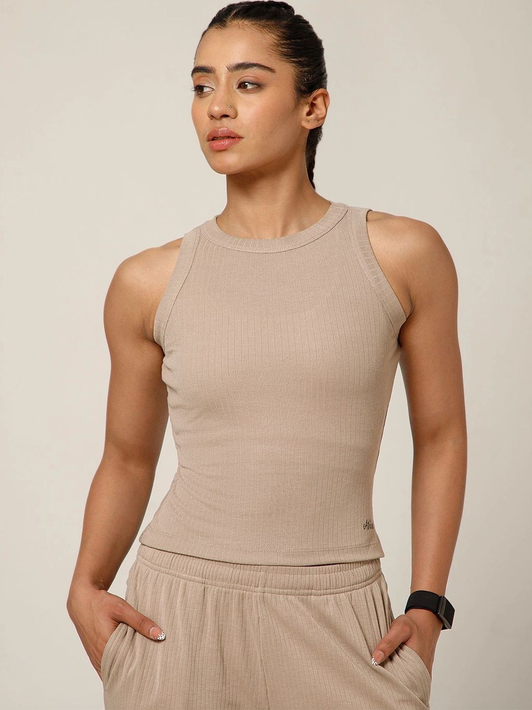 ATHLISIS Women Ribbed Sleeveless Crop Top