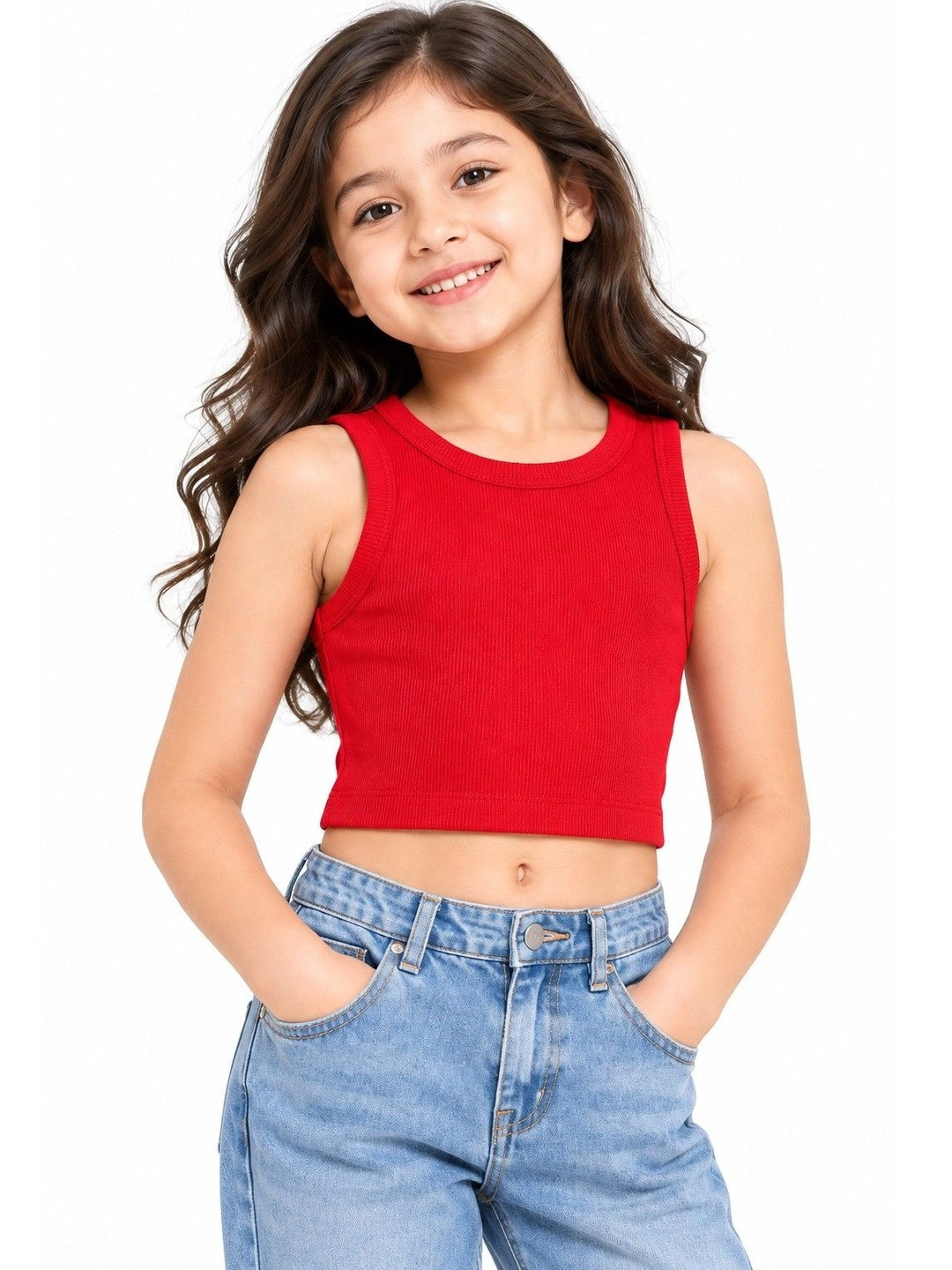SPUNKIES Women Red Cotton Blend Tank Top