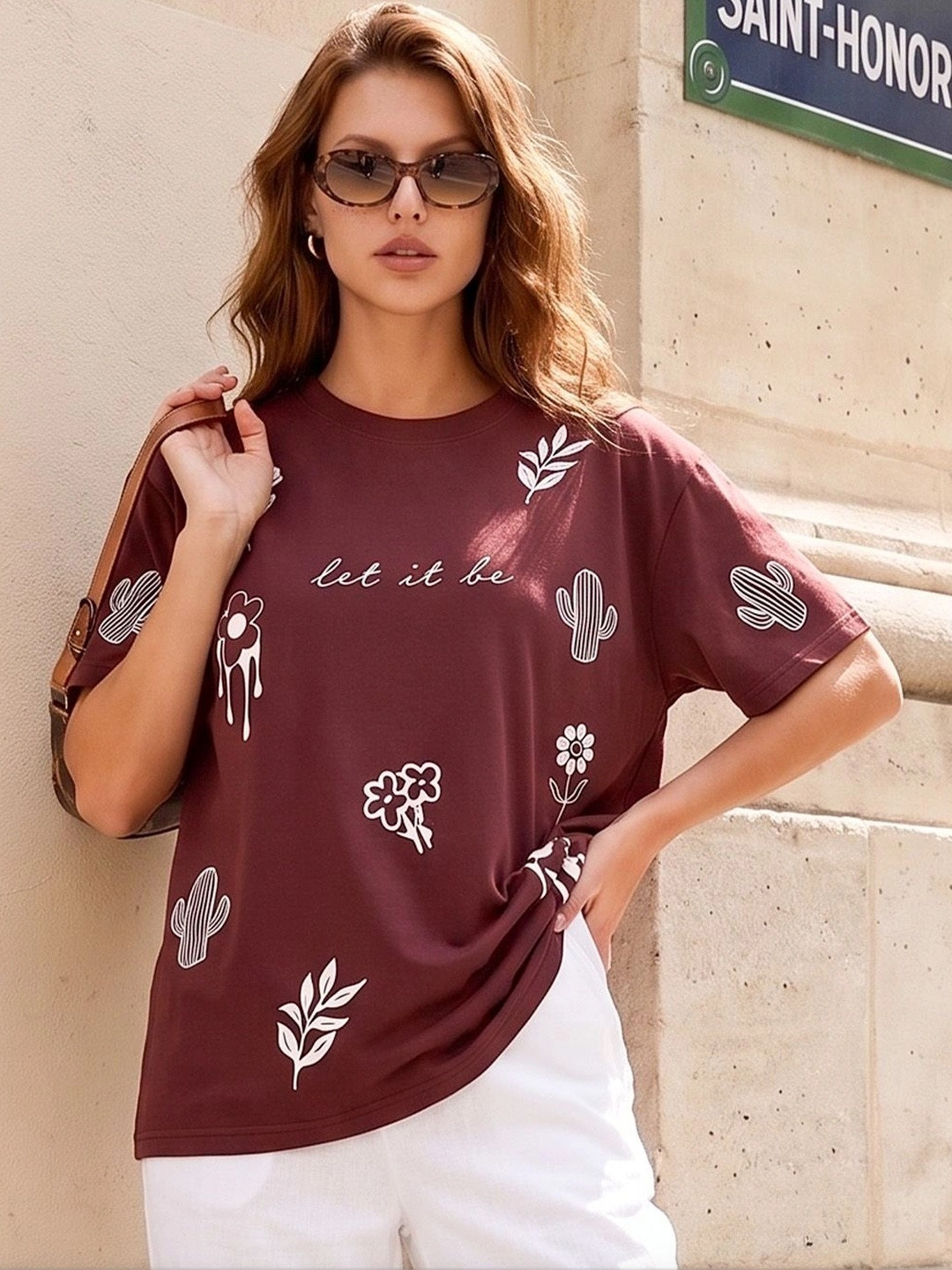 DKY Graphic Printed Round Neck Drop-Shoulder Sleeves Oversized T-shirt