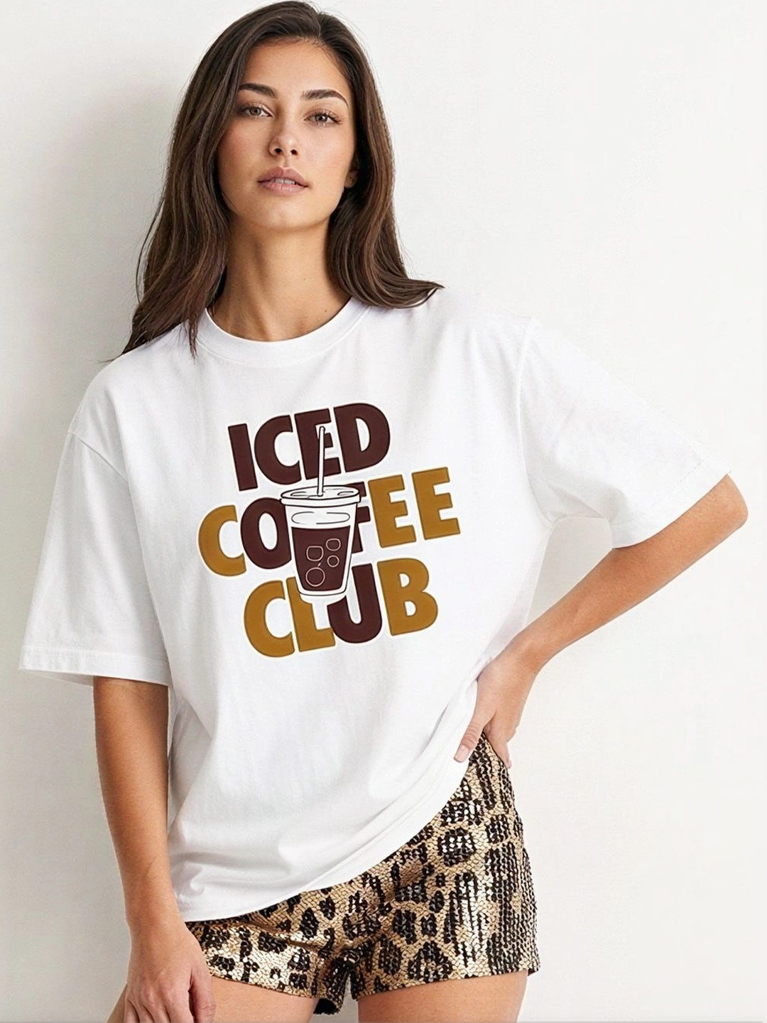 DKY Typography Printed Round Neck Cotton Oversized T-shirt