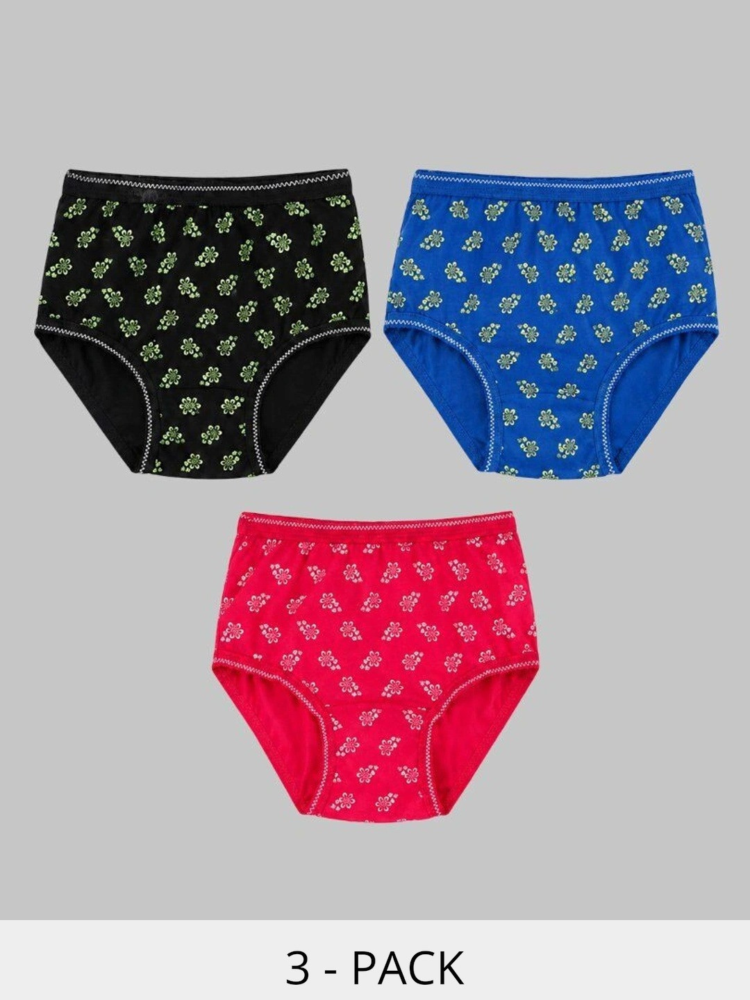 DYCA Girls Pack Of 3 Assorted Floral Printed Briefs