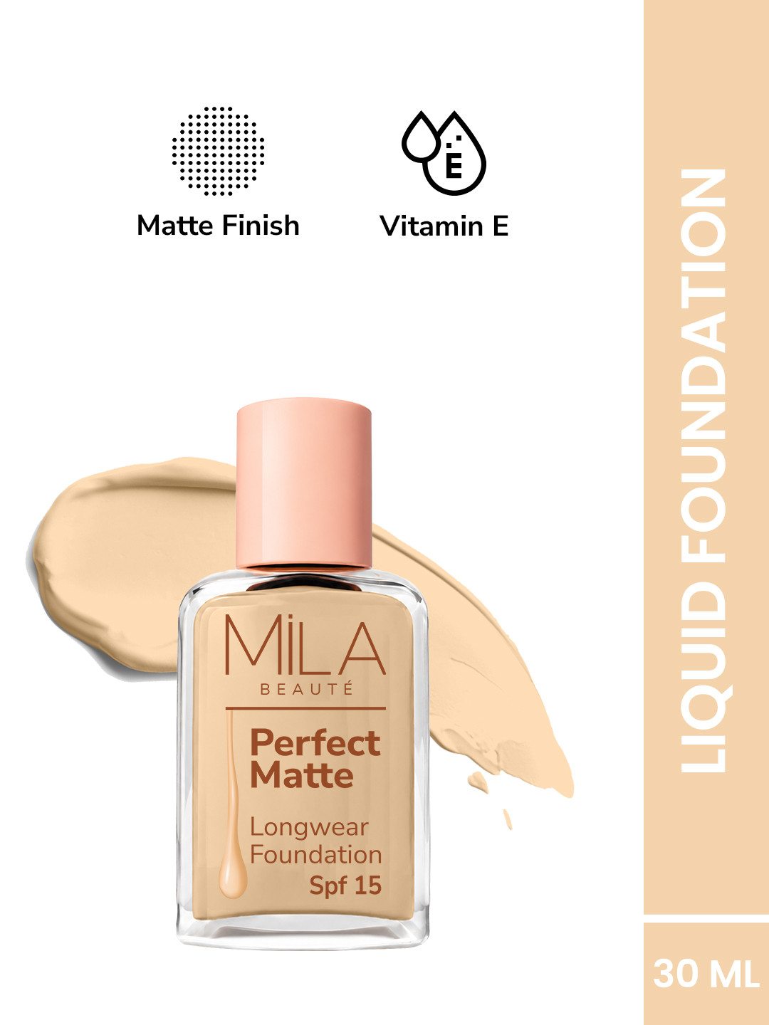 MILA BEAUTE Perfect Matte Long Wear SPF15 Foundation - 30 ml - Natural Beige - 02