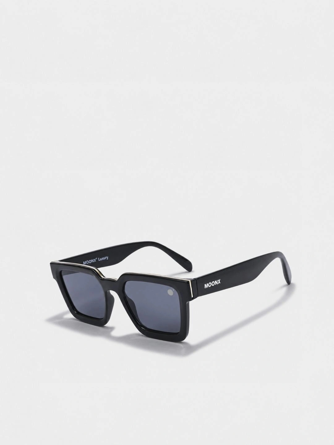 MoonX Unisex Black Lens & Black Square Sunglasses with