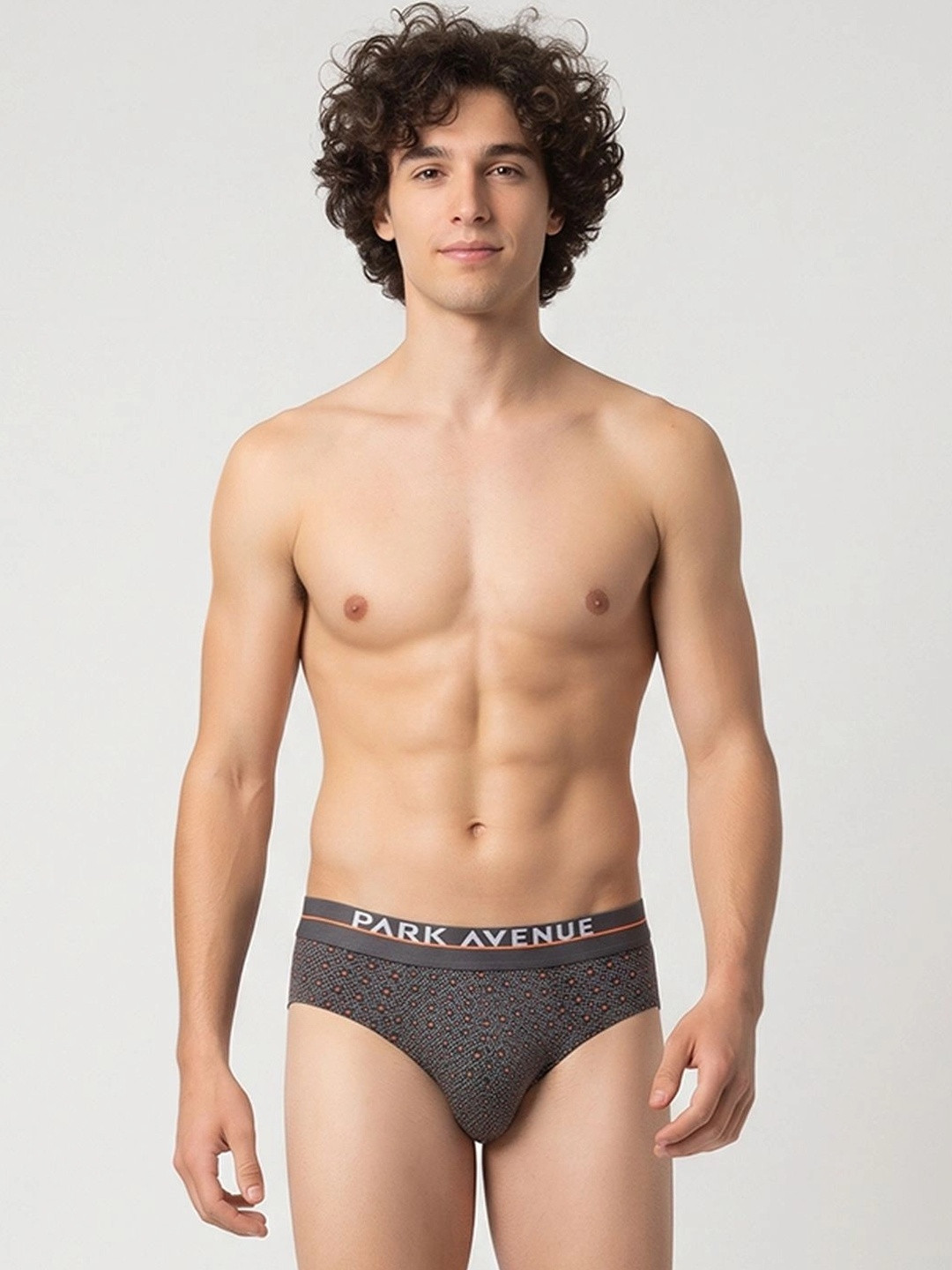 Park Avenue Printed Low-Rise Brand Logo Printed Outer Elastic Basic Briefs