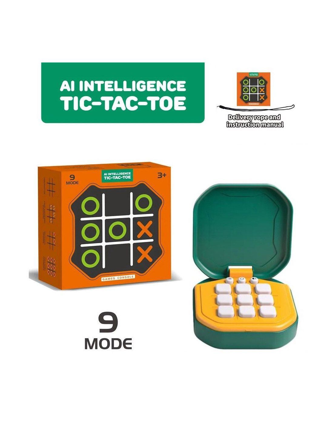 ADKD Kids Tic-Tac-Toe Handheld Console with 9 Game Modes Puzzles Activity Toys and Games