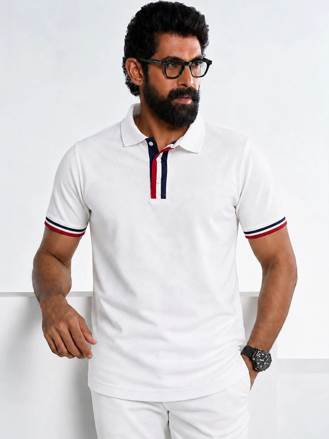 KINGDOM OF WHITE Polo Collar Short Sleeve Pure Cotton Regular T-shirt