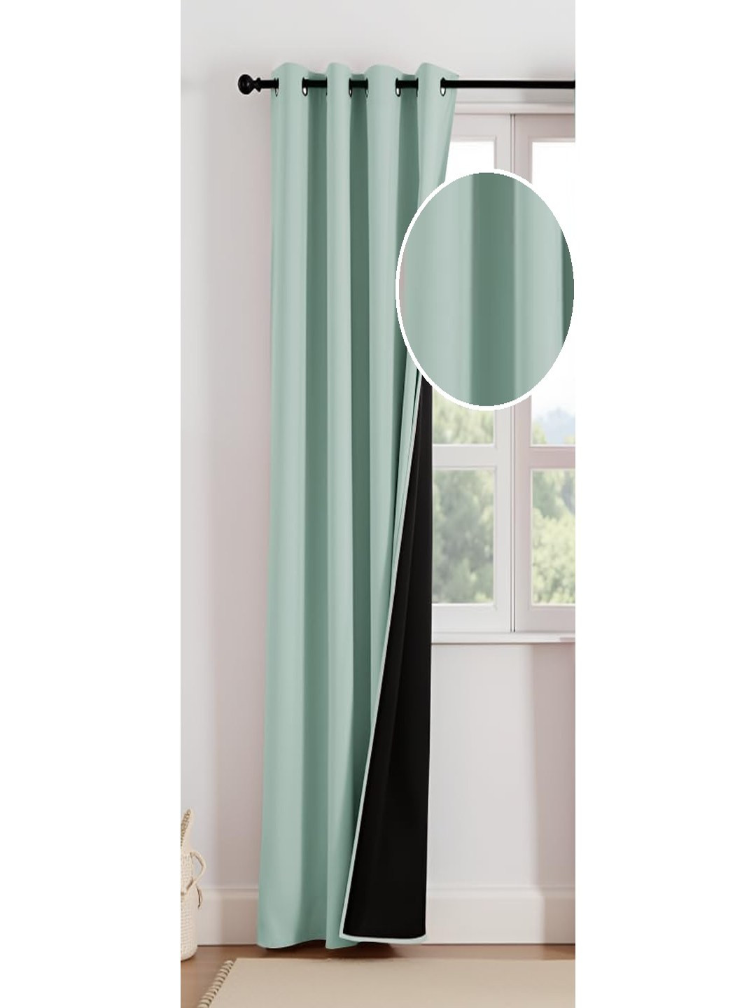HOMEMONDE Blackout Solid Polyester Eyelet Window Curtain - 5 Feet