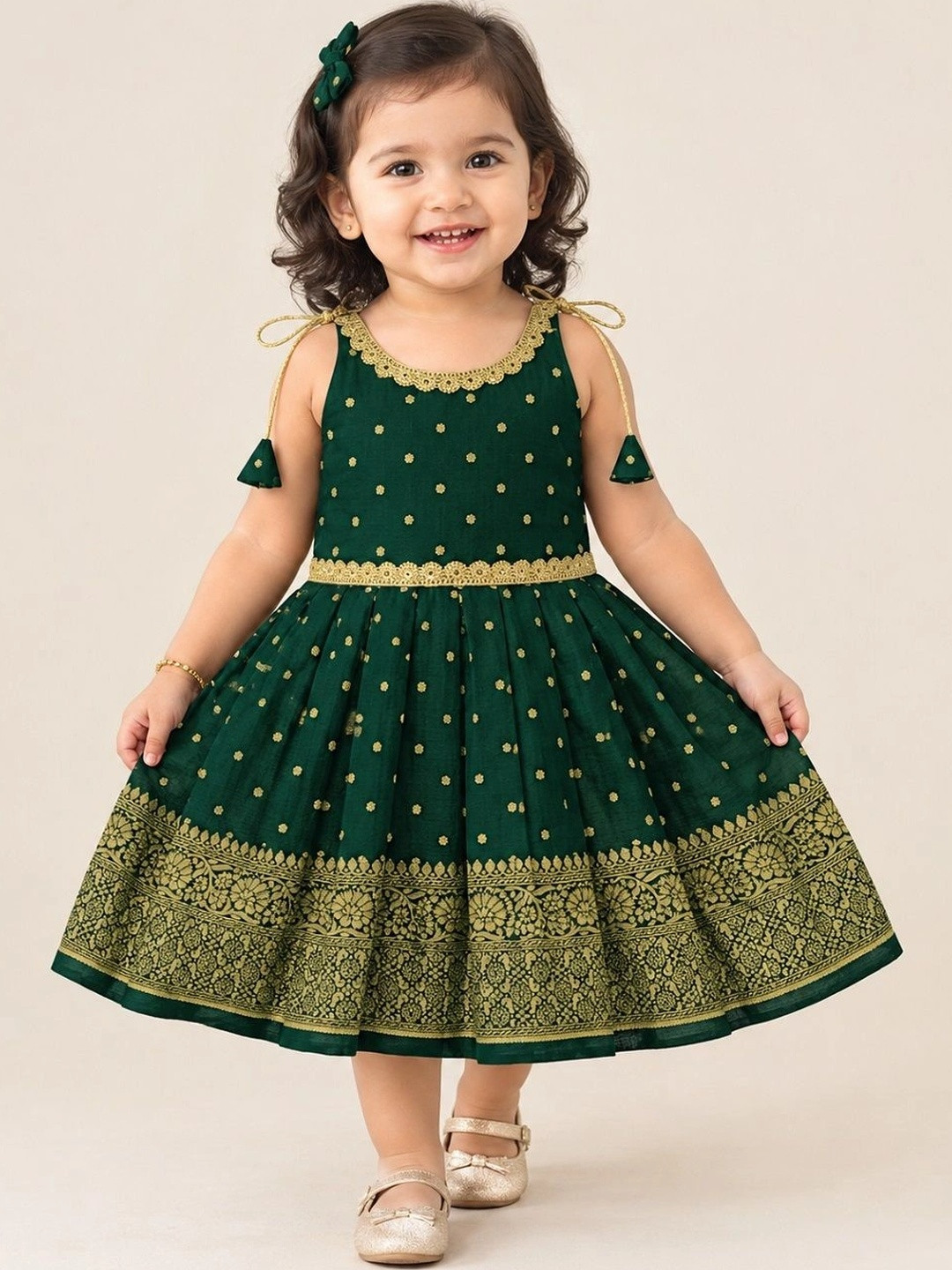 UFB Polka Dot Print Jacquard Fit & Flare Dress