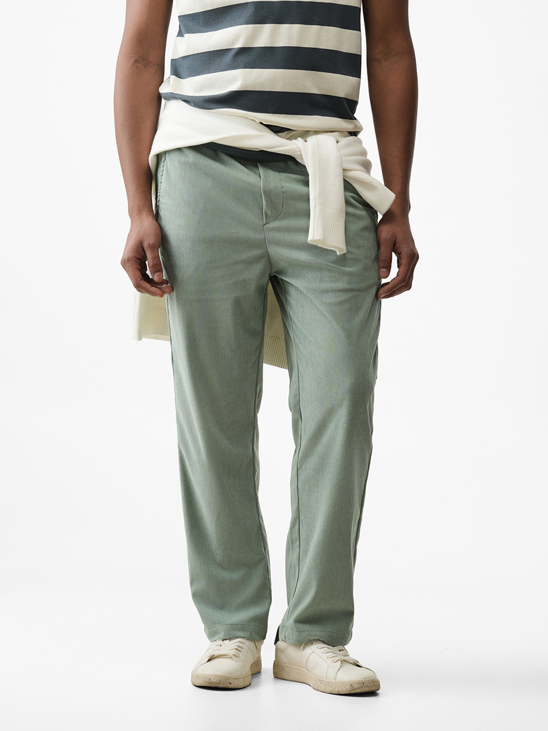 Banana Club Green Pastel Thin Solid Trousers