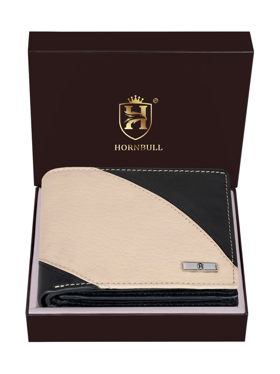 Hornbull Andy Black RFID Protected Genuine Leather Two Fold Wallet