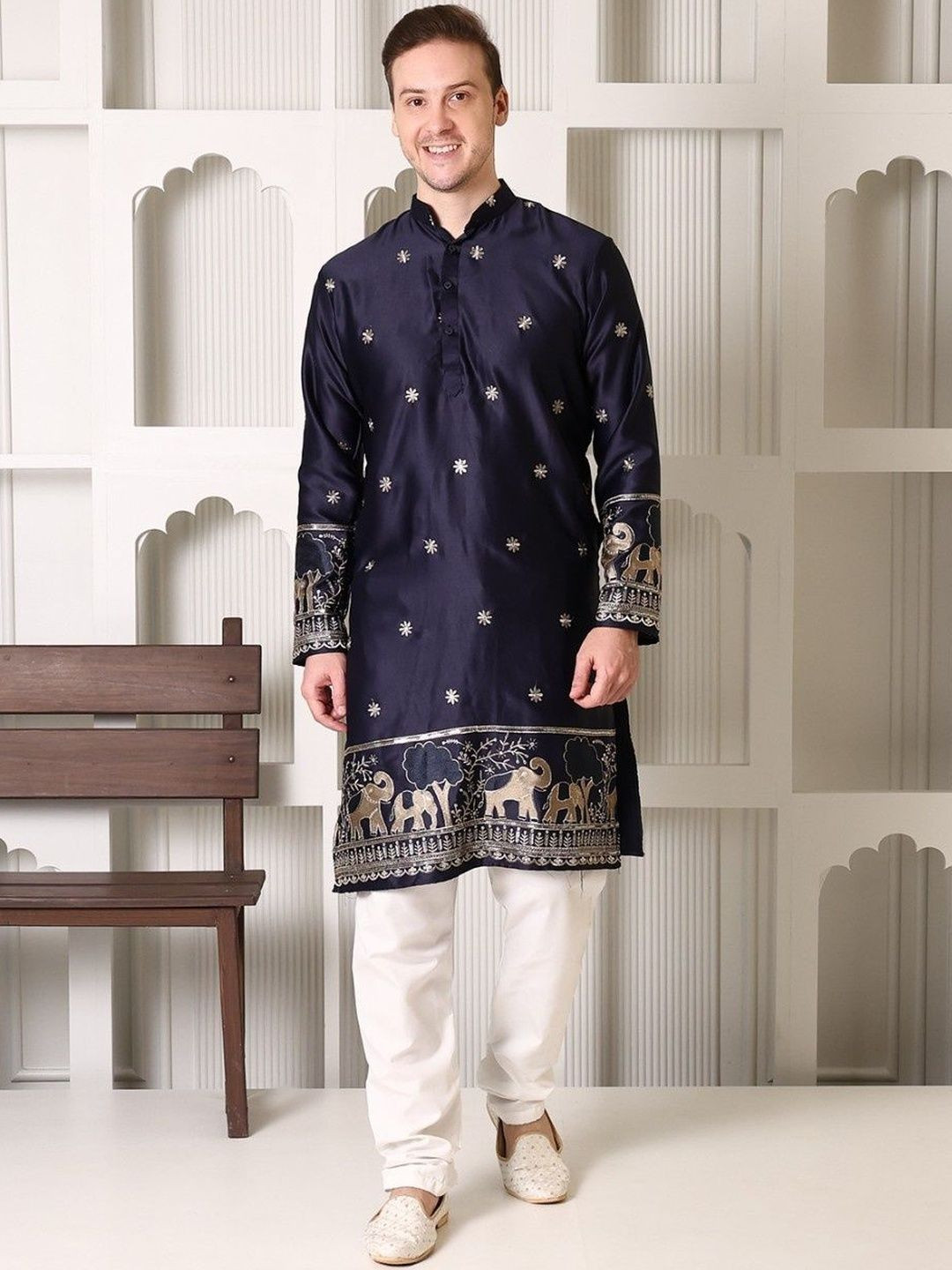 SHROBH Men Ethnic Motifs Embroidered Thread Work Kurta