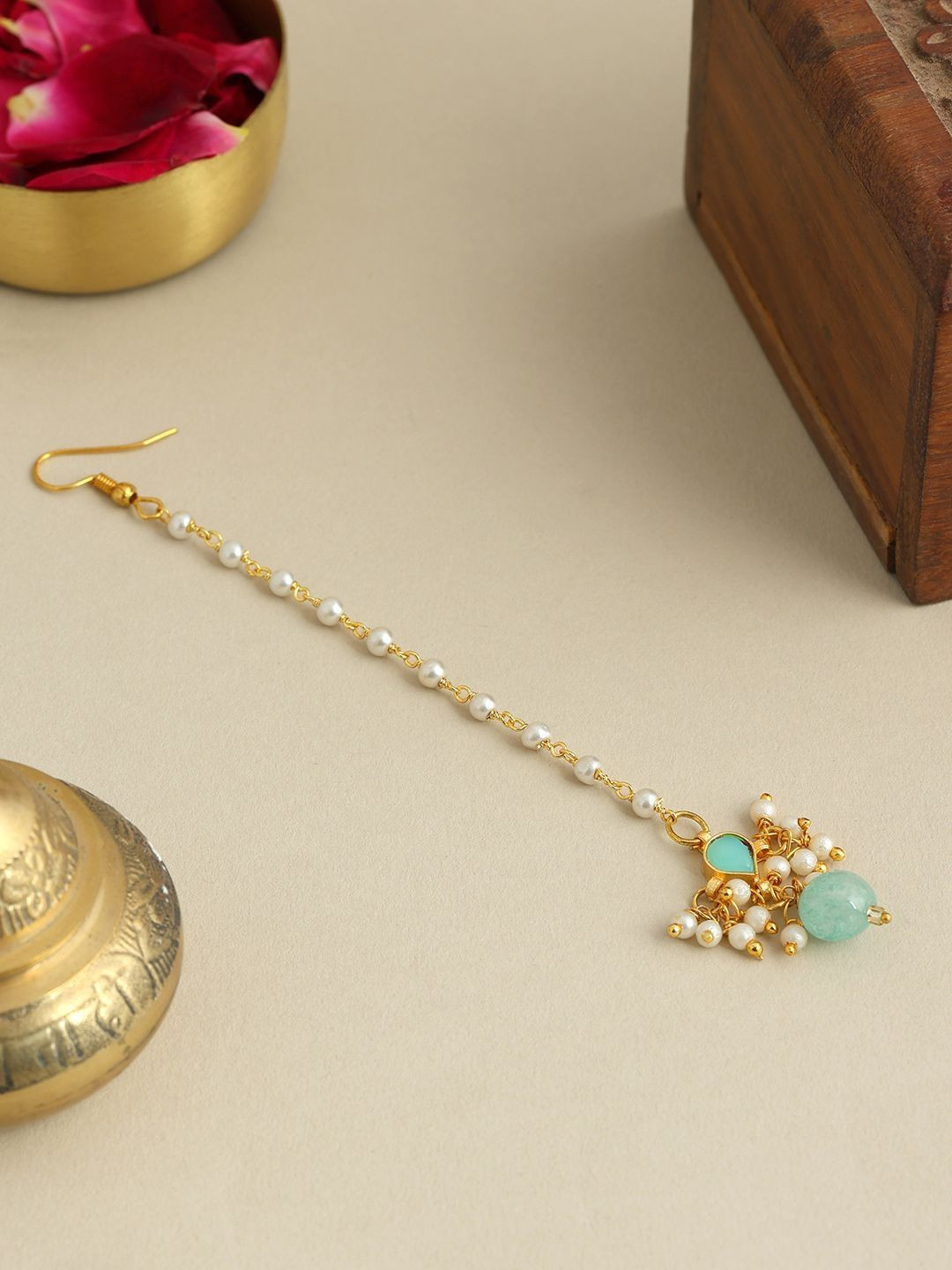 Ruby Raang Gold-Plated Kundan Studded Maang Tikka Head Jewellery