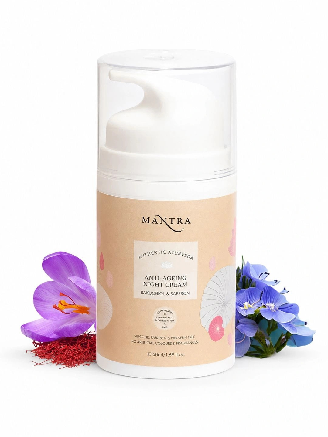 Mantra Herbal Anti-Ageing Night Cream With Bakuchiol & Saffron - 50ml