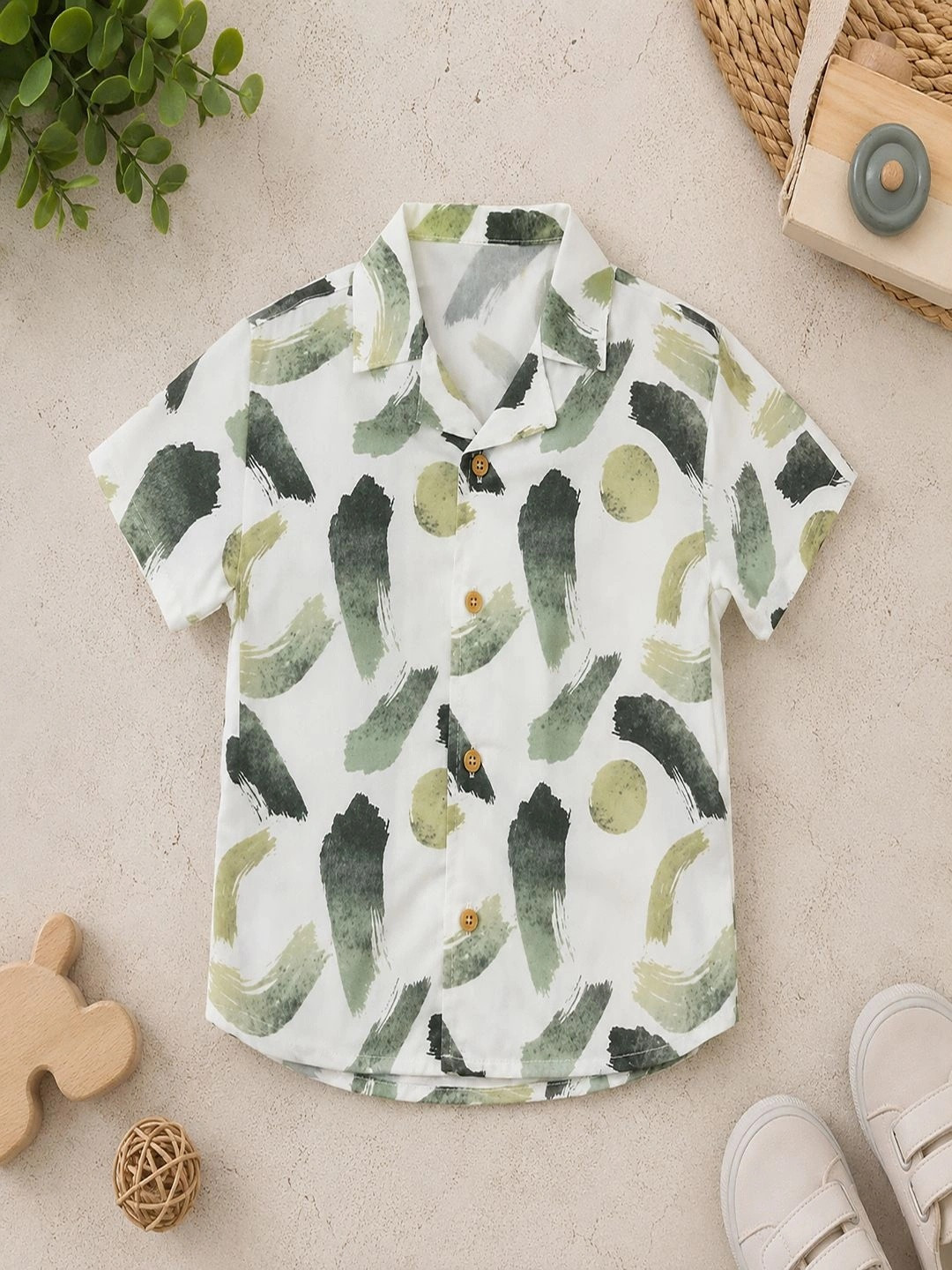 DANGAR Unisex Premium Fit Abstract Printed Cuban Collar Casual Shirt