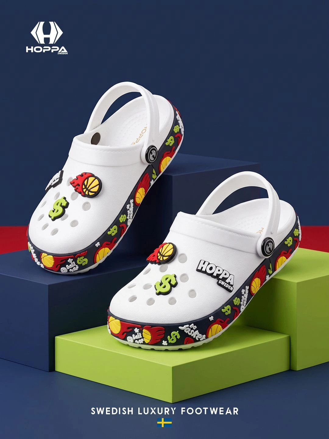 Hoppa Super Star White Kids Clogs
