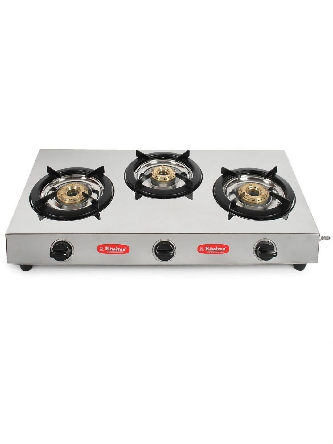 Khaitan Silver toned 3 Burner Inalsa Stainless Steel Manual Gas Stove
